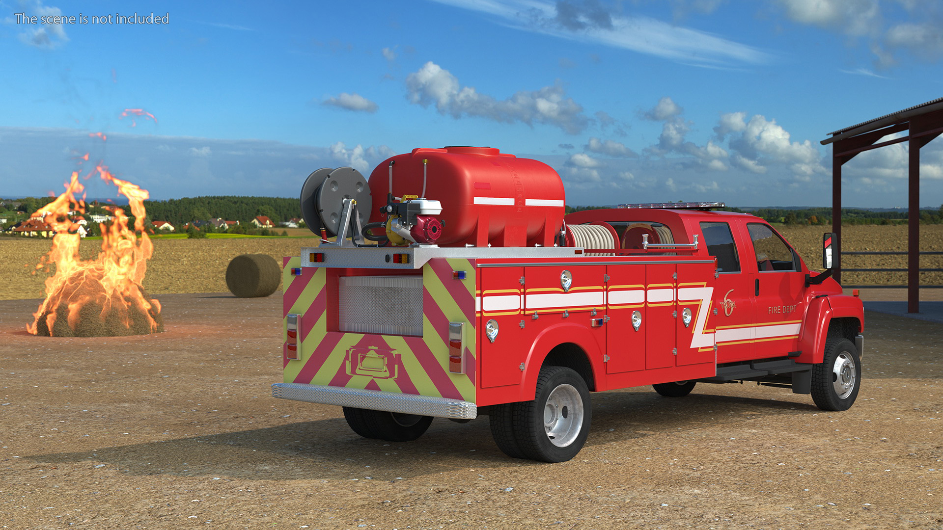 3D Fire Department Truck with Tank