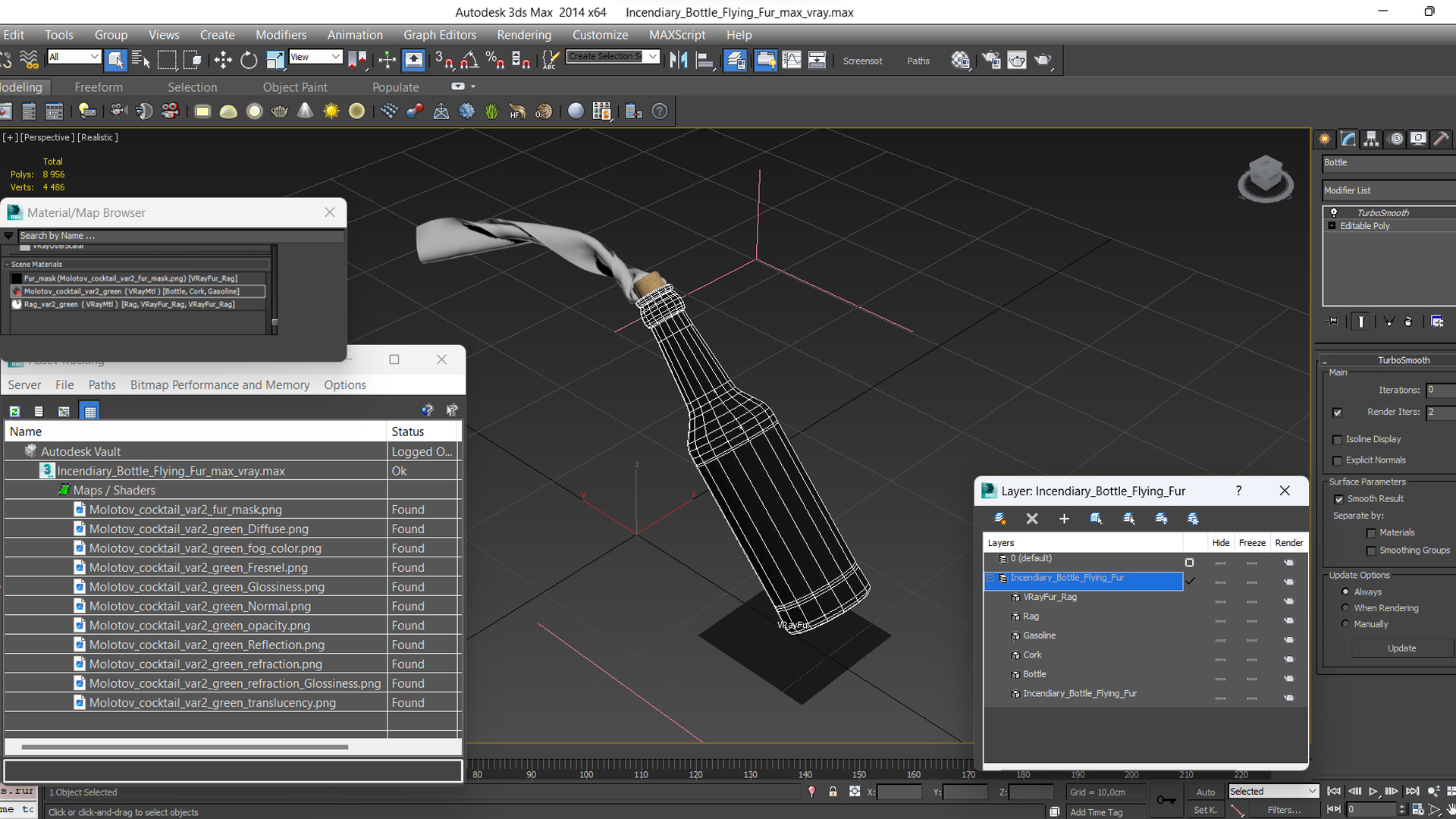 3D Incendiary Bottle Flying Fur model