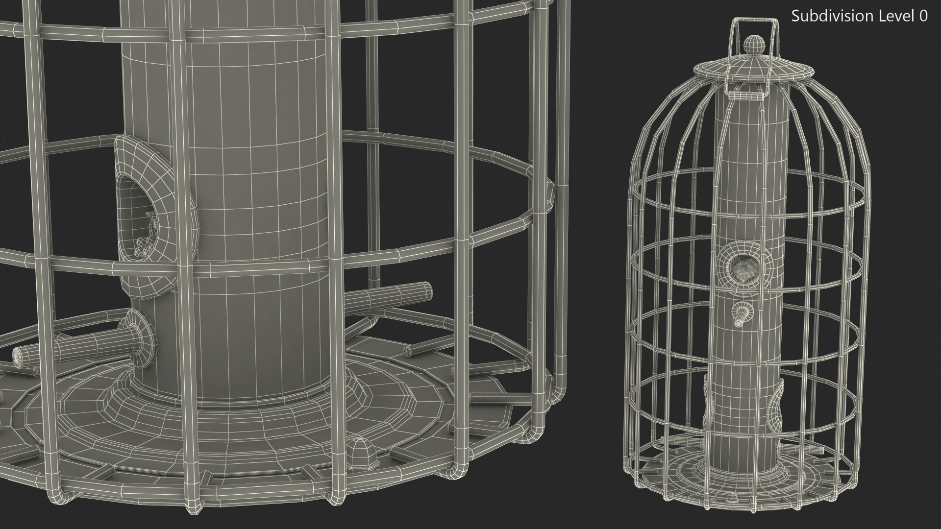 3D Caged Bird Feeder with Seeds model