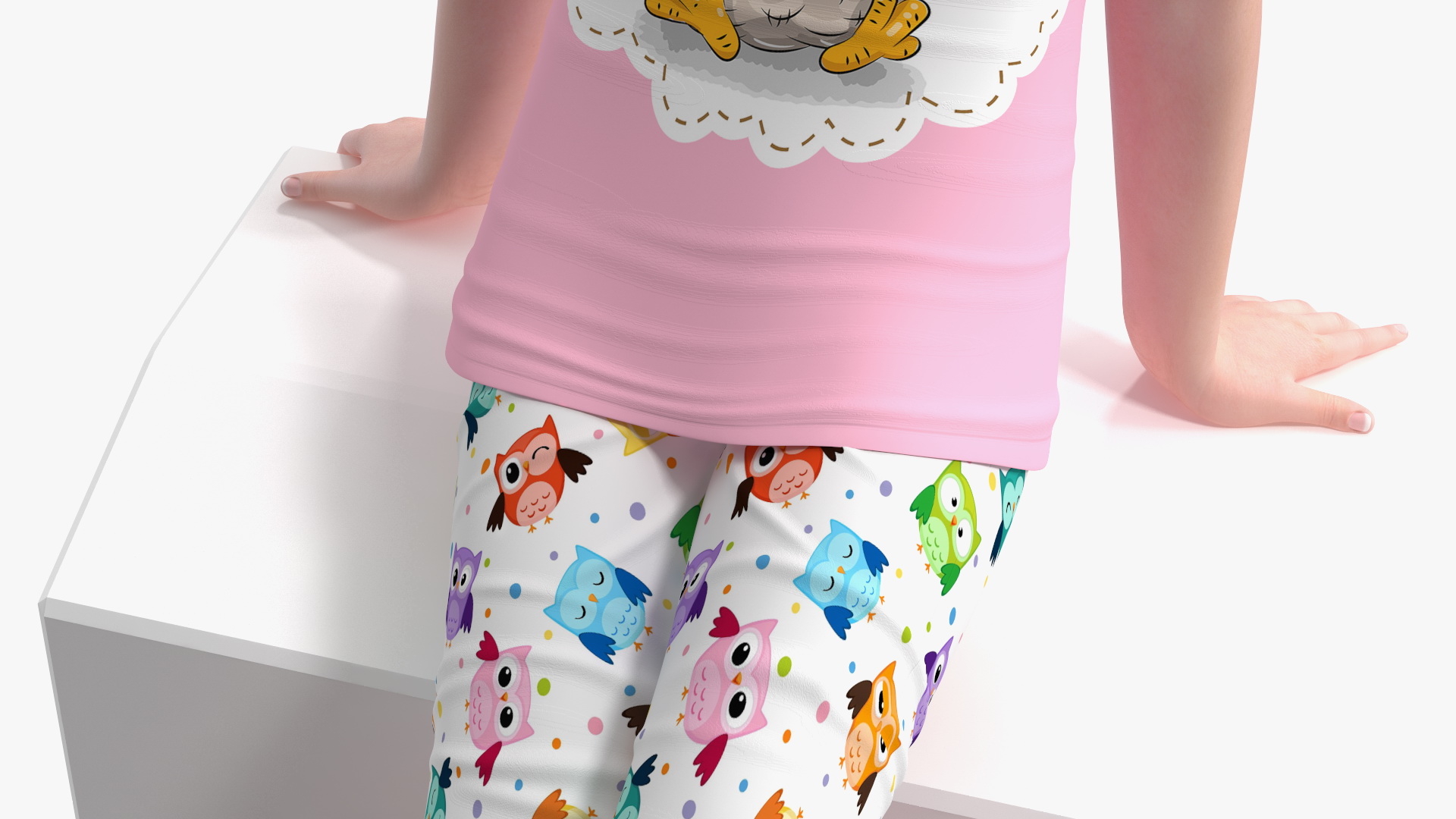 3D Girl Child Home Clothes Sitting