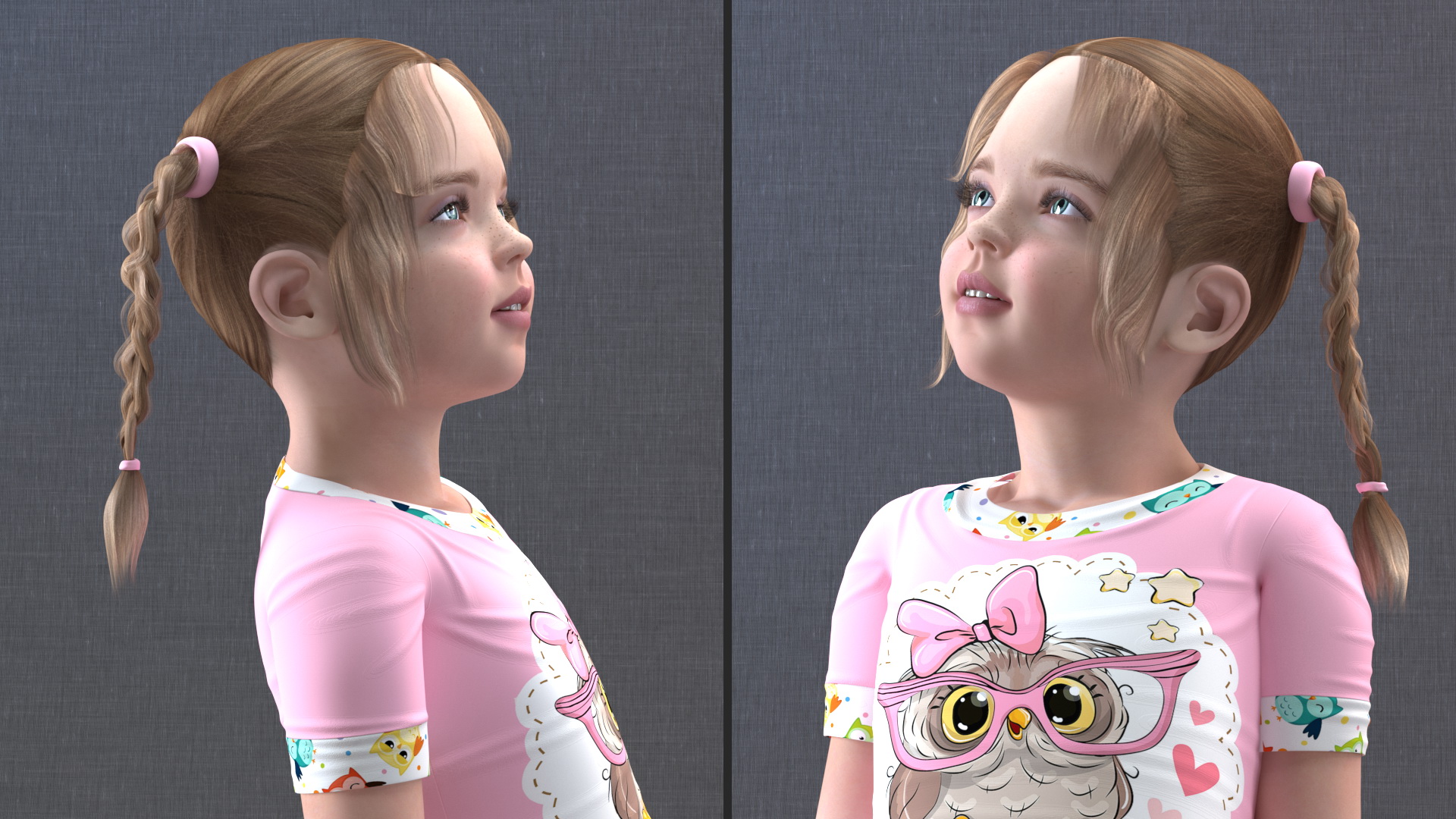 3D Girl Child Home Clothes Sitting