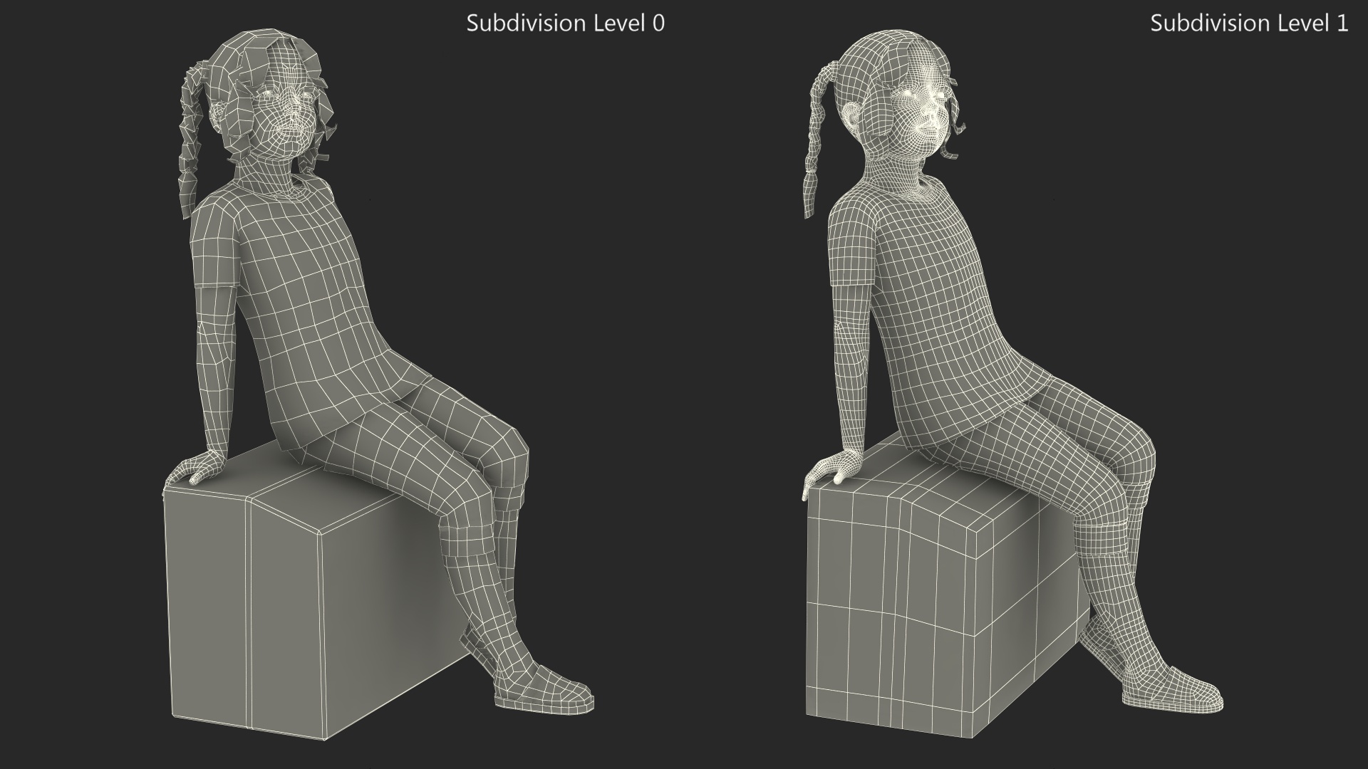 3D Girl Child Home Clothes Sitting