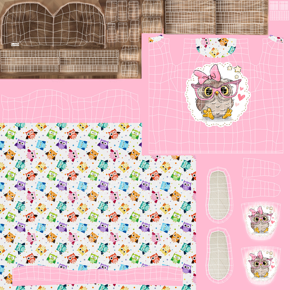 3D Girl Child Home Clothes Sitting