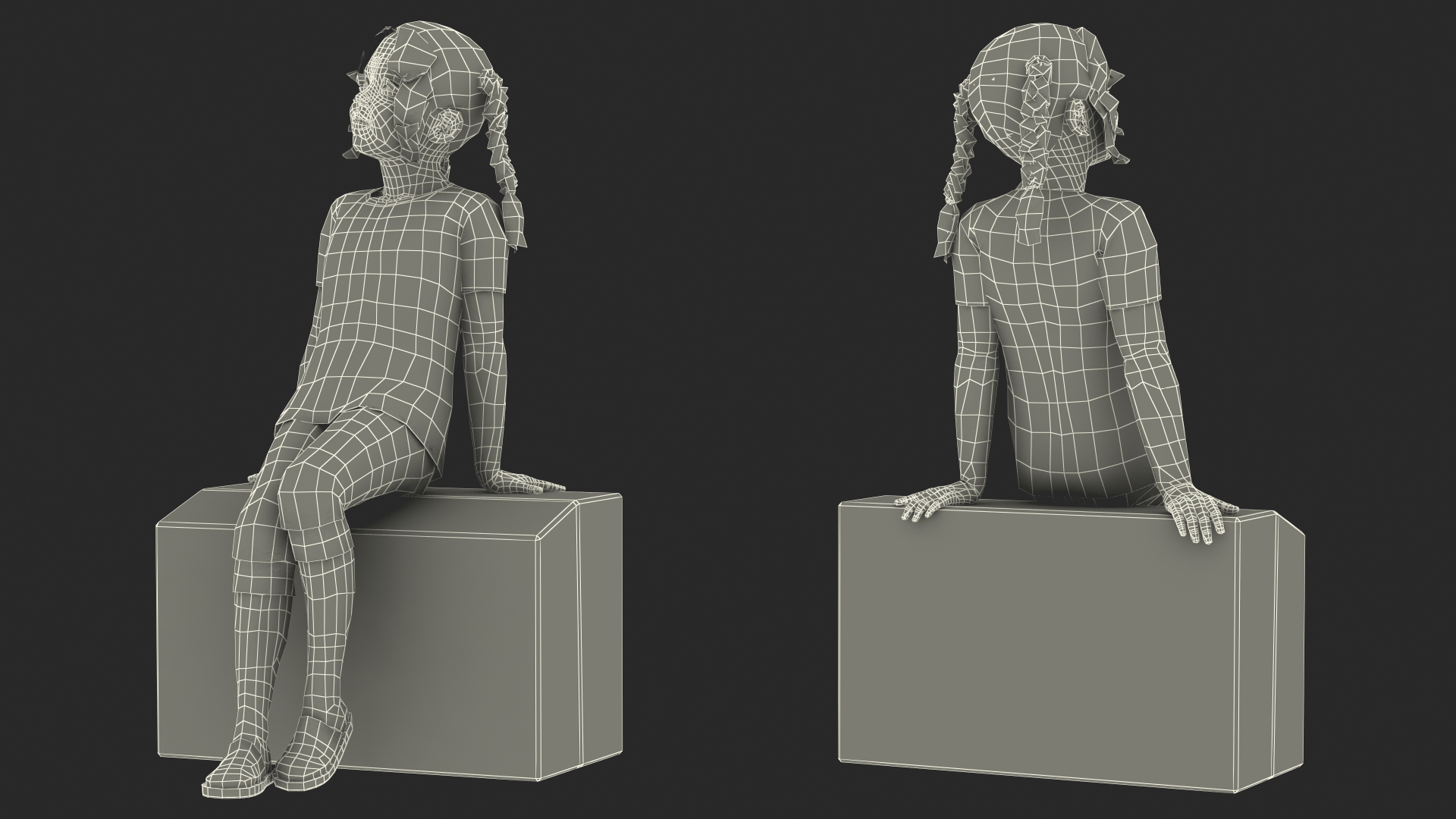 3D Girl Child Home Clothes Sitting