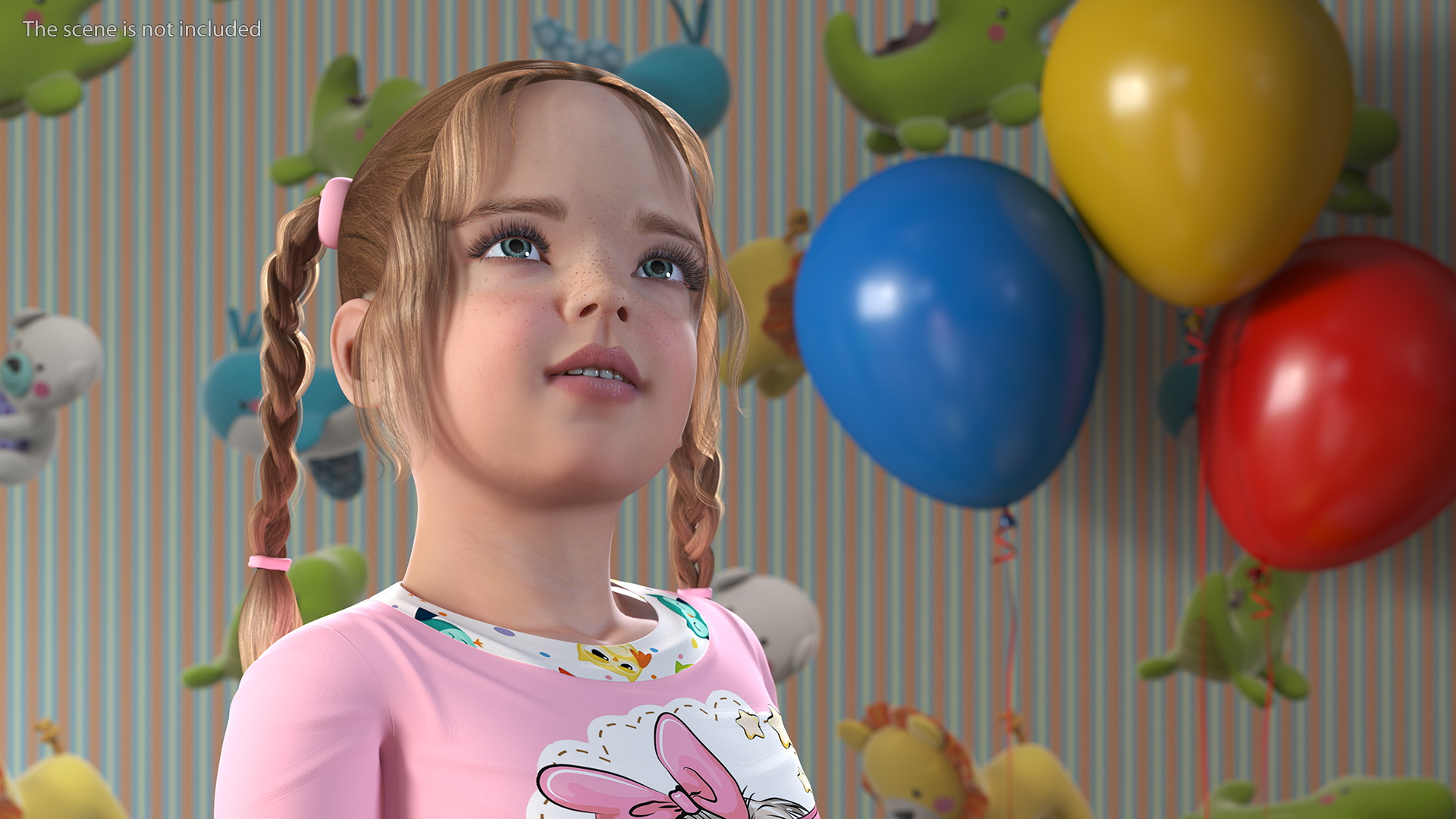 3D Girl Child Home Clothes Sitting