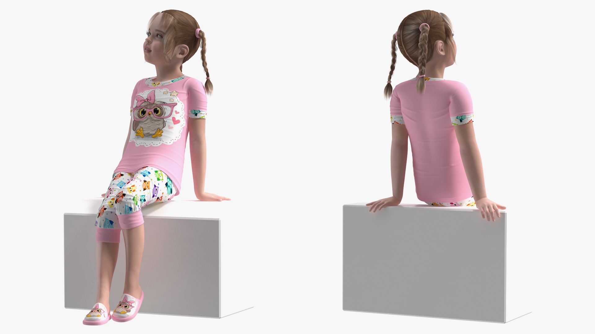 3D Girl Child Home Clothes Sitting