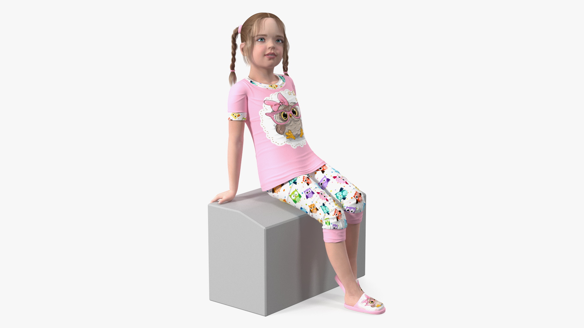3D Girl Child Home Clothes Sitting
