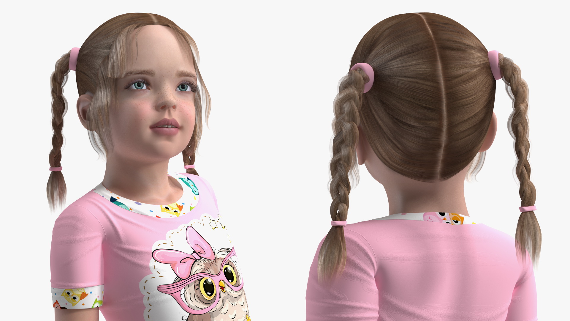 3D Girl Child Home Clothes Sitting