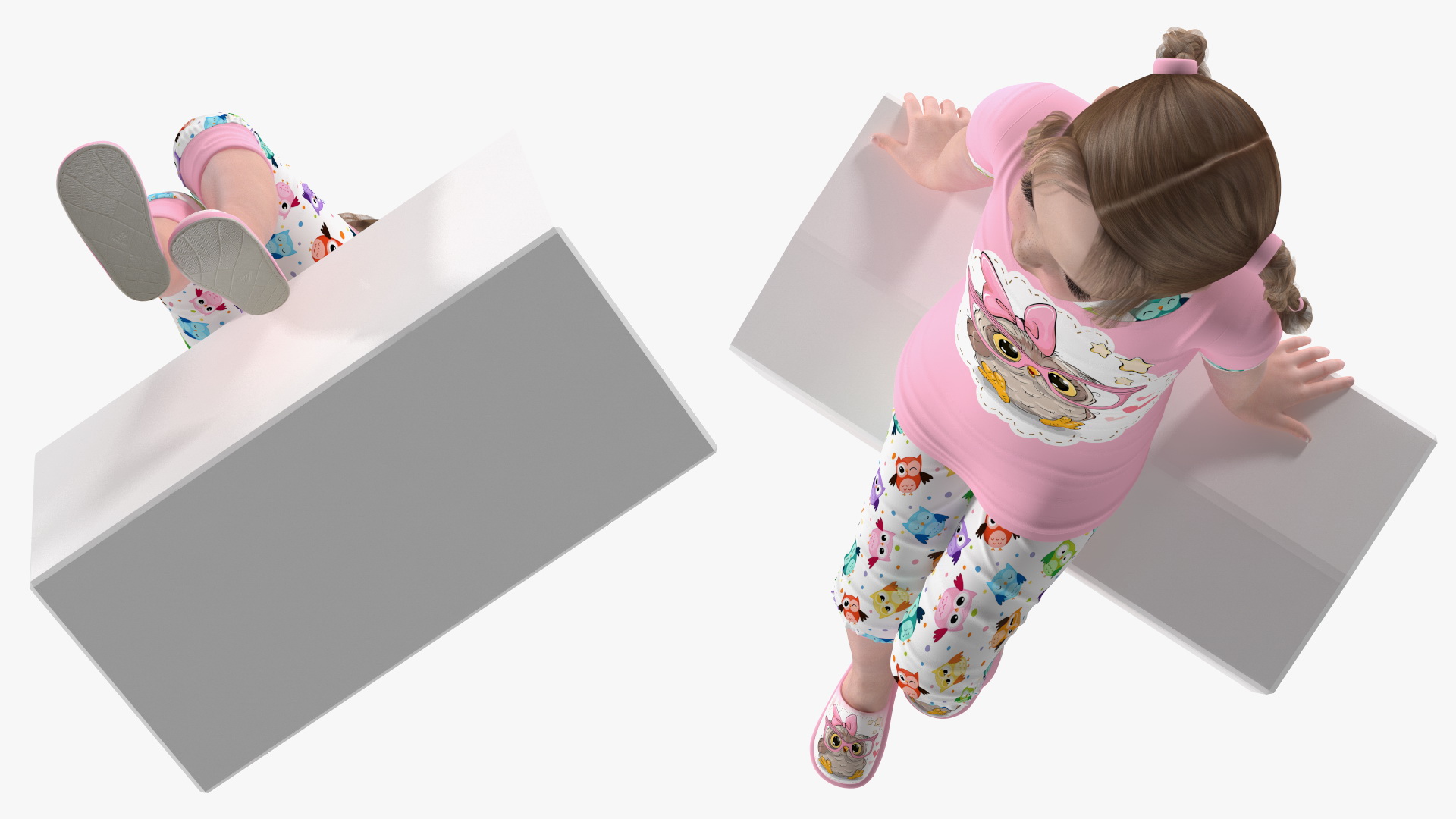 3D Girl Child Home Clothes Sitting