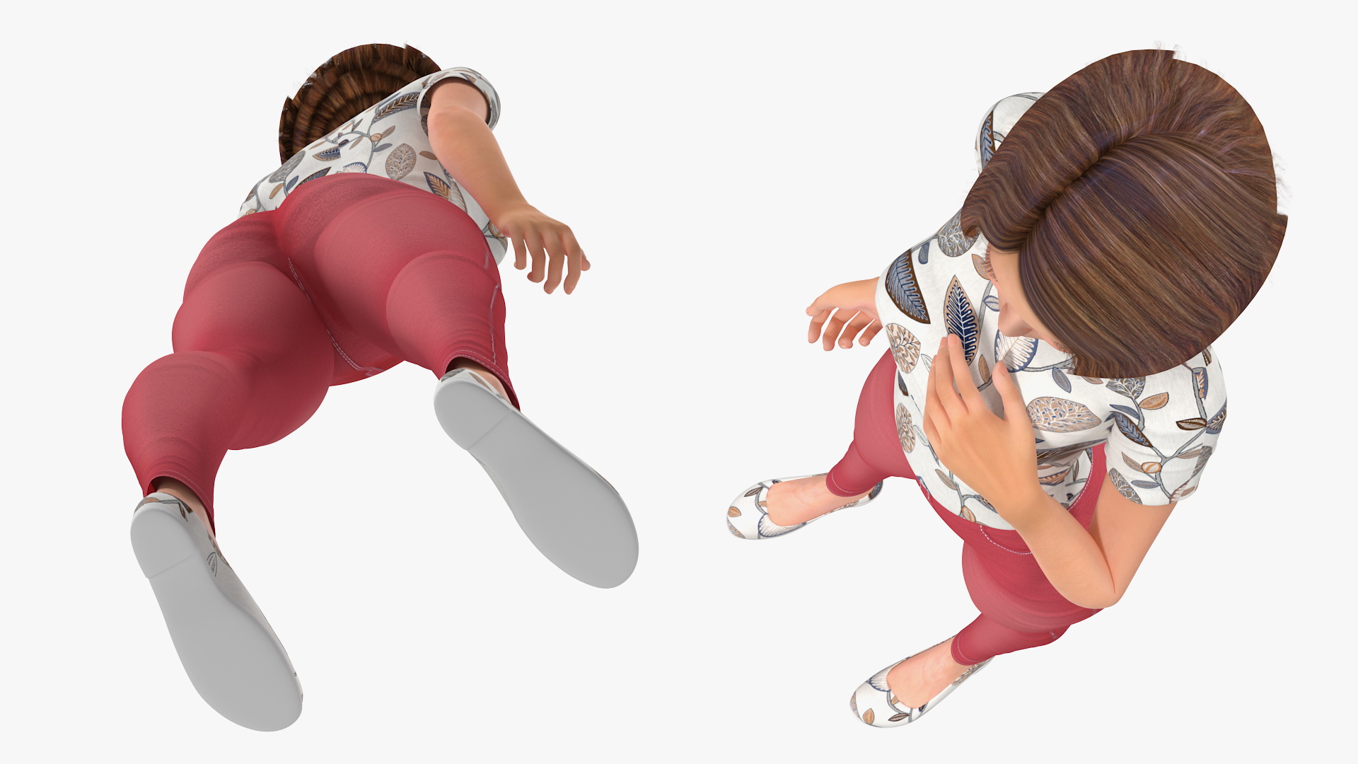 Cartoon Young Girl Standing Casual Clothes 3D