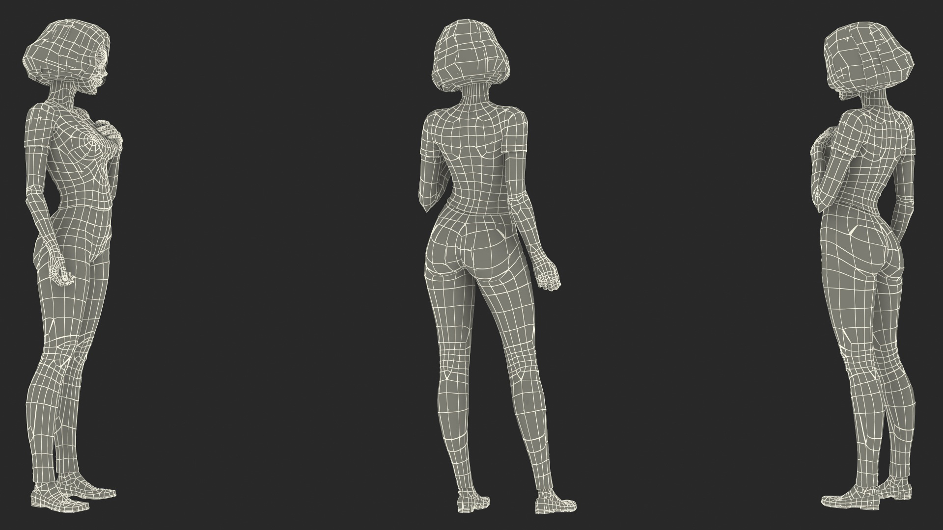 Cartoon Young Girl Standing Casual Clothes 3D