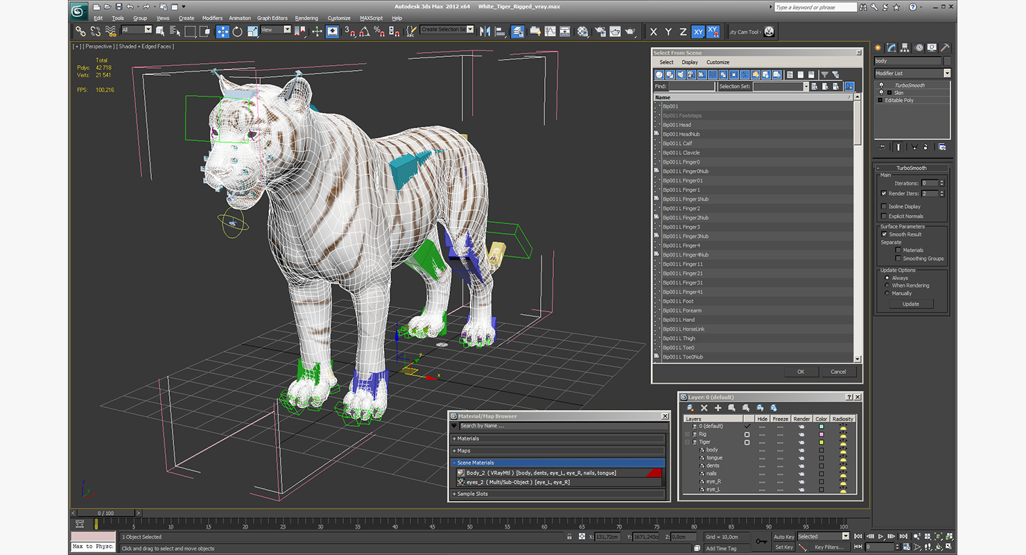 3D White Tiger Rigged model