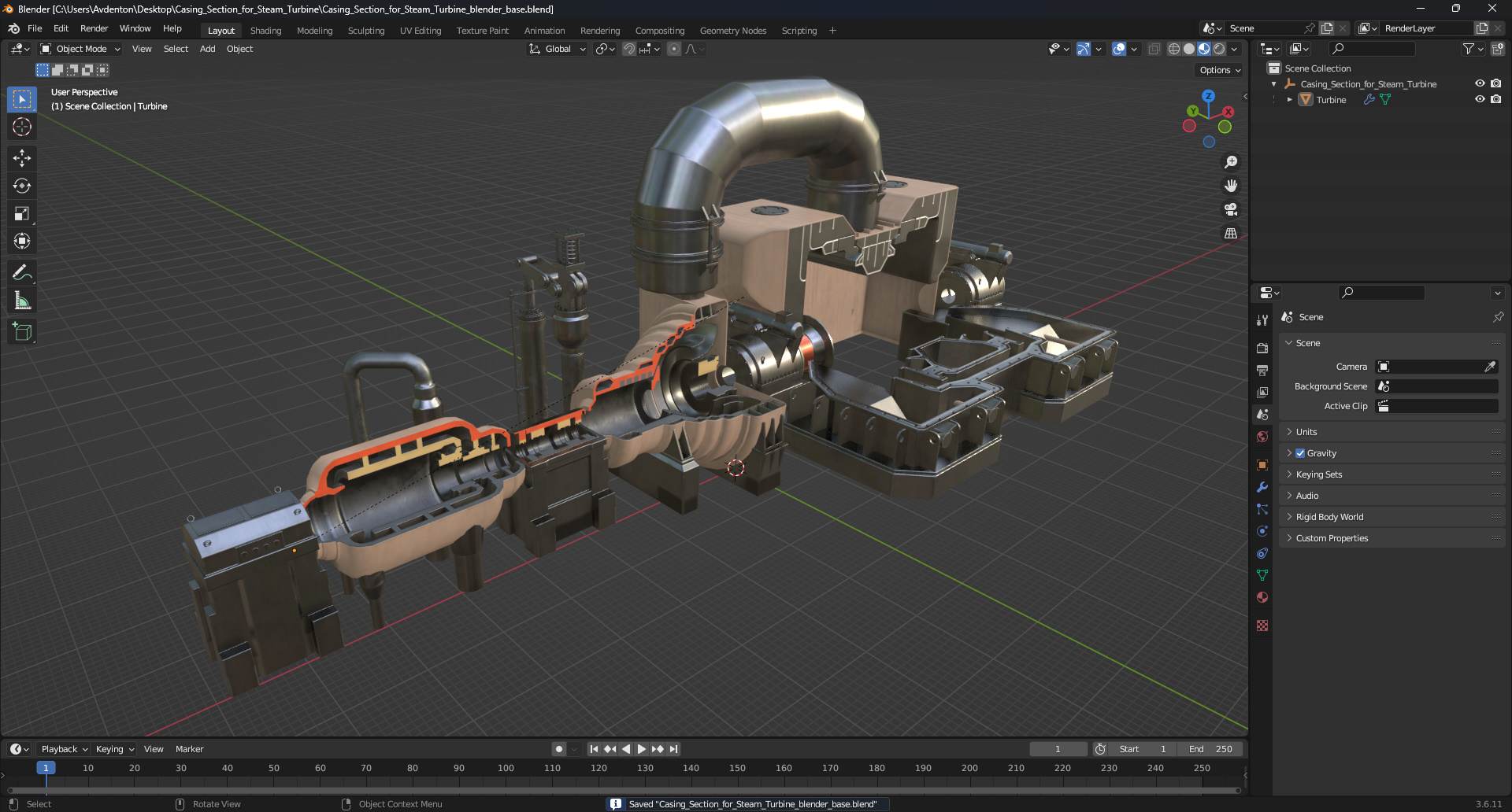 Casing Section for Steam Turbine 3D