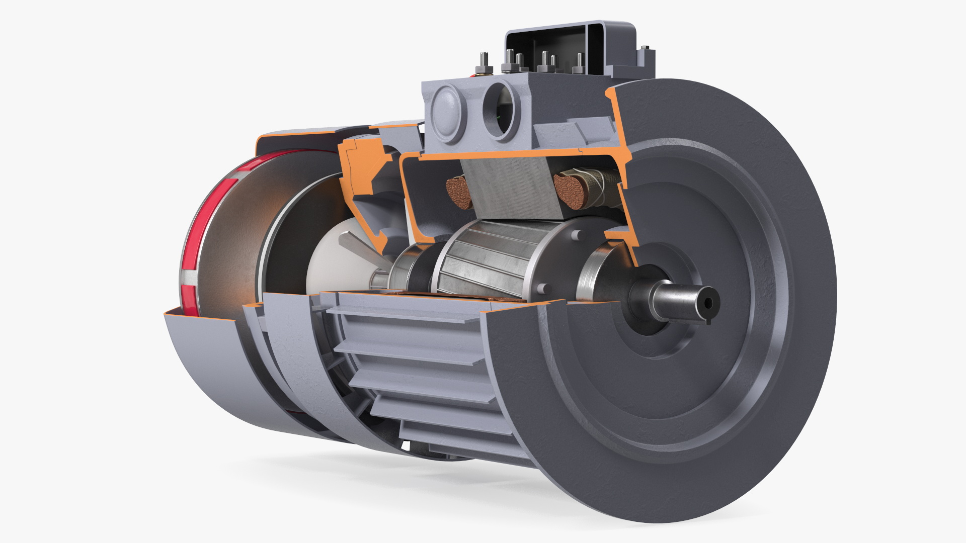Electric Motor Cutaway Gray 3D