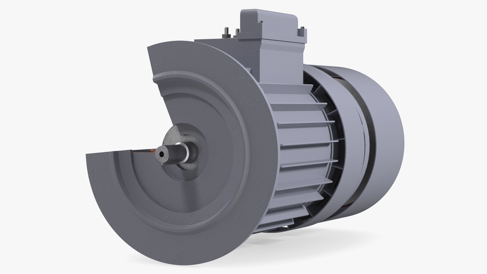 Electric Motor Cutaway Gray 3D