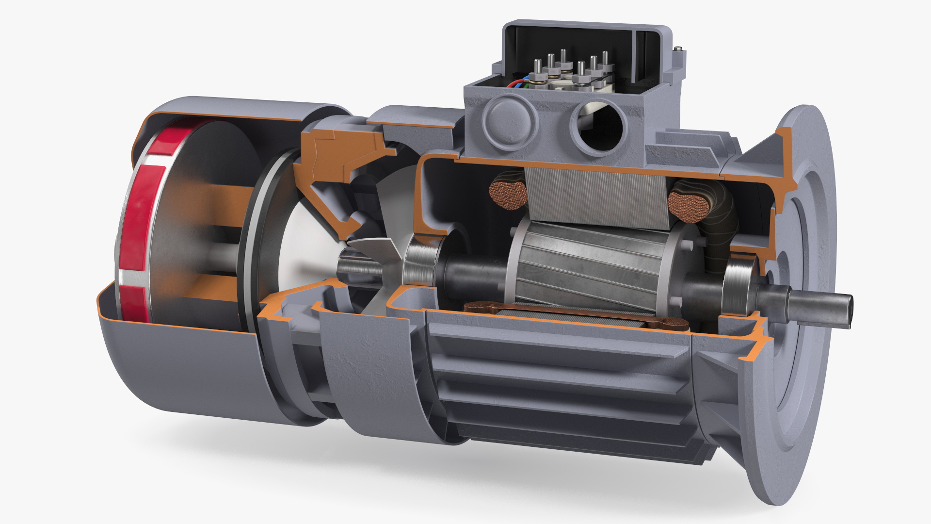 Electric Motor Cutaway Gray 3D