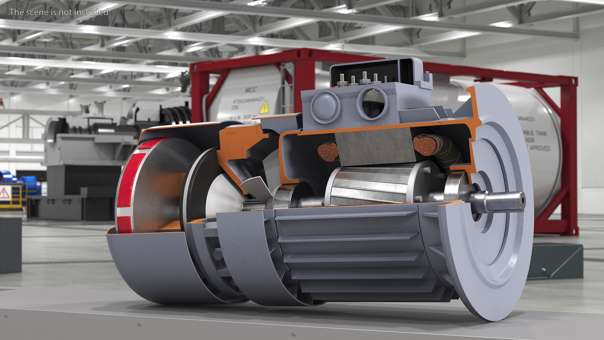 Electric Motor Cutaway Gray 3D