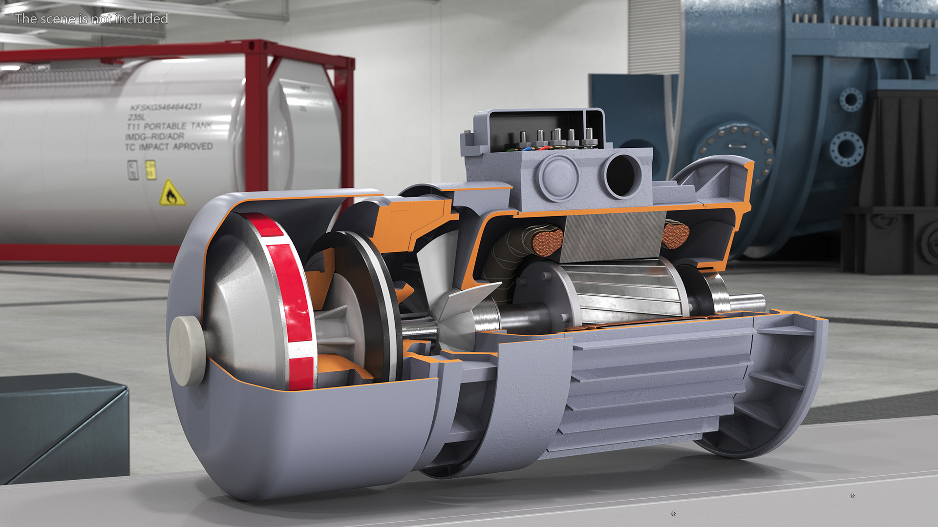Electric Motor Cutaway Gray 3D