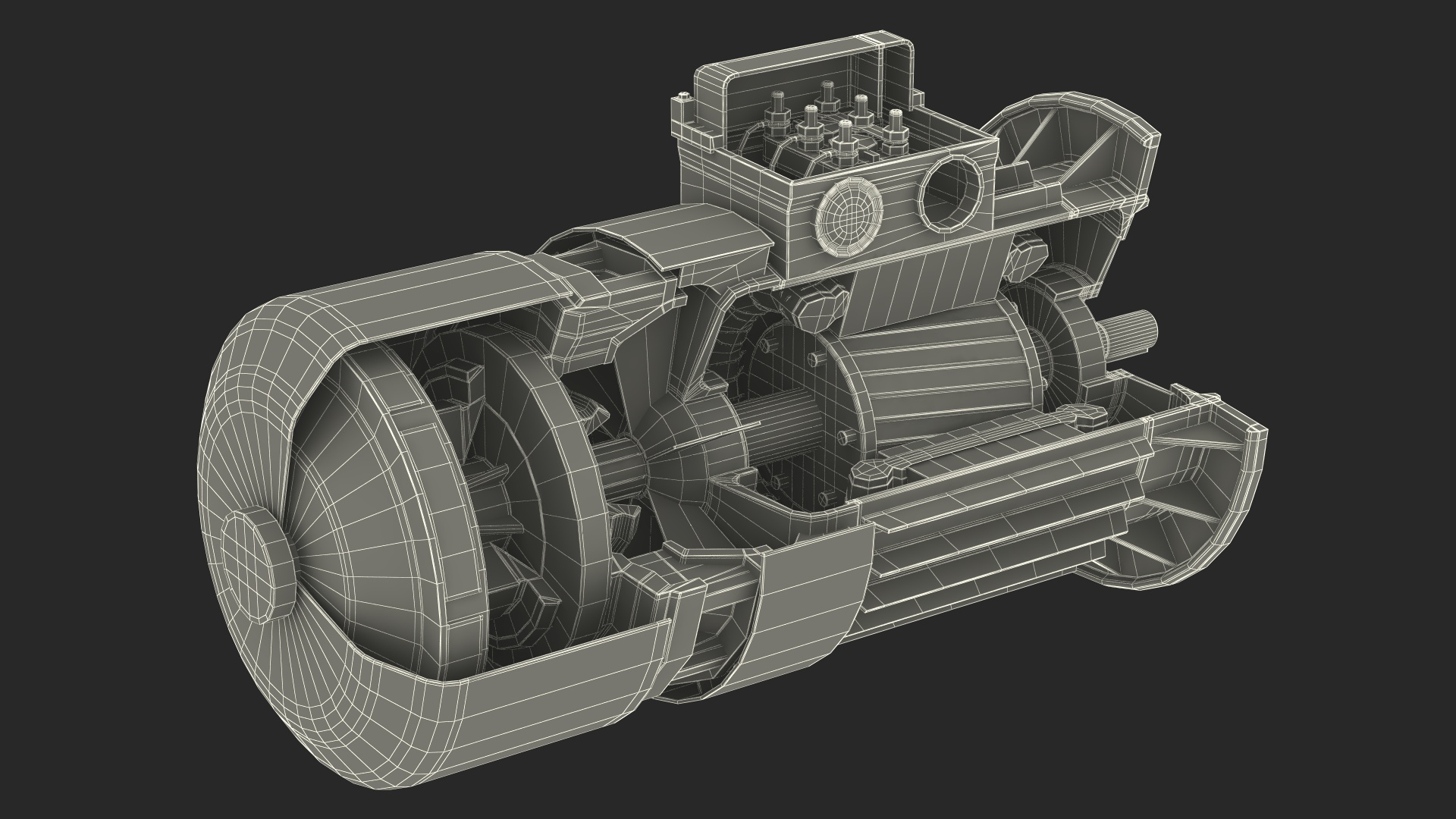 Electric Motor Cutaway Gray 3D