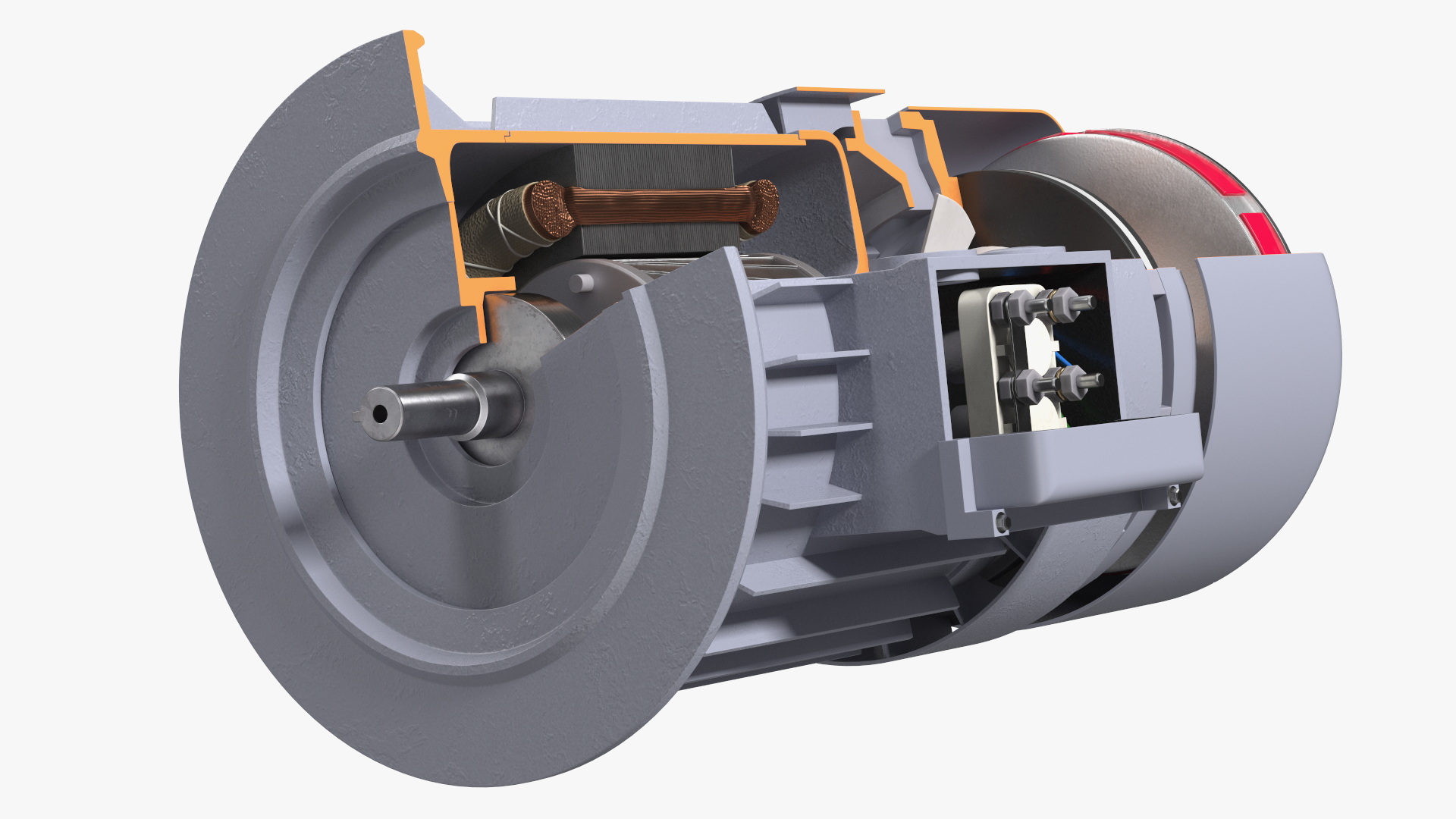 Electric Motor Cutaway Gray 3D