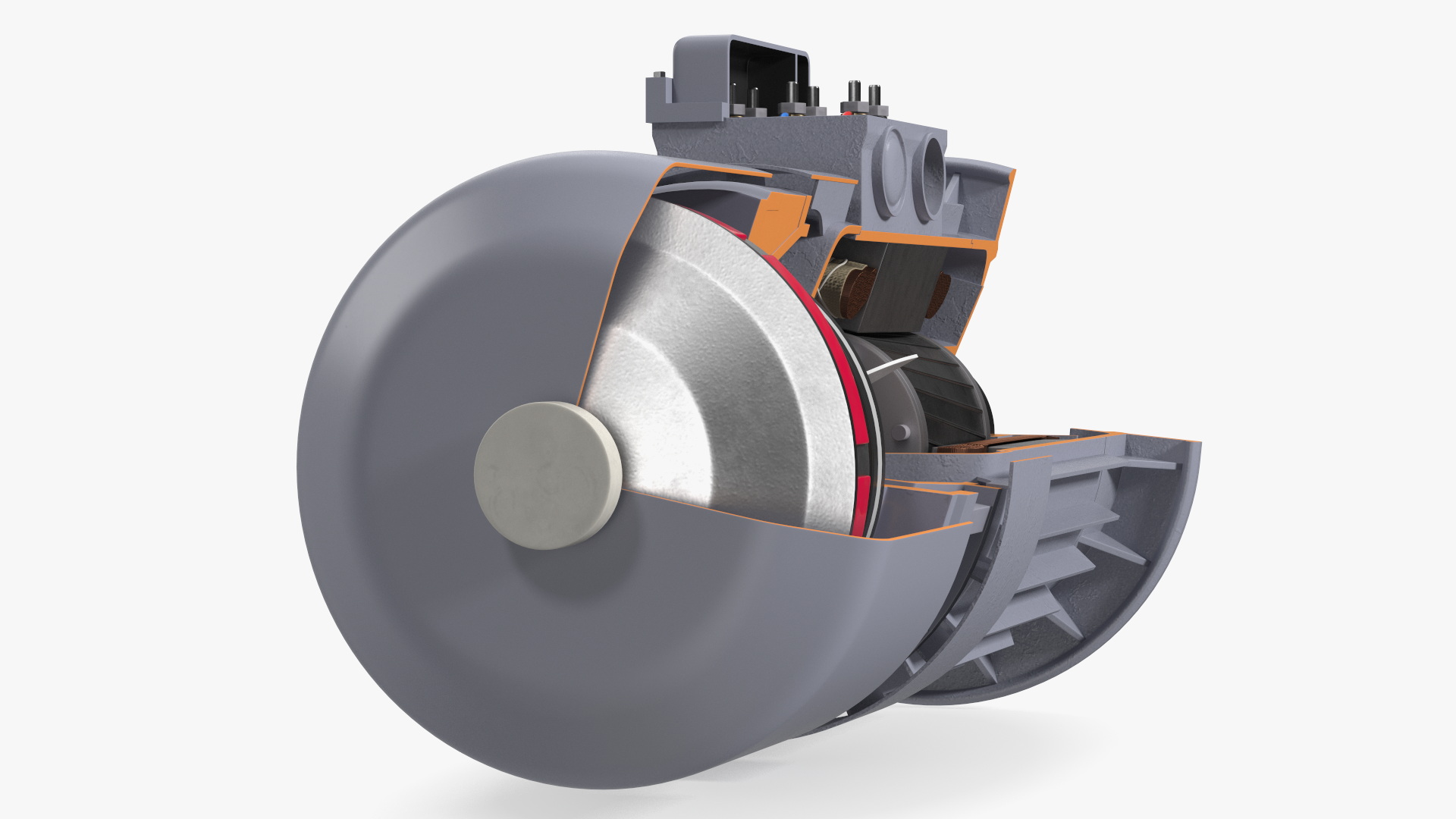 Electric Motor Cutaway Gray 3D