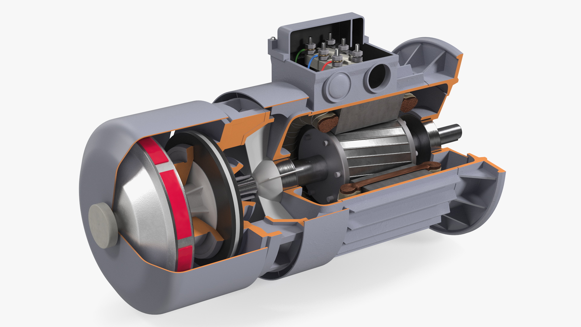 Electric Motor Cutaway Gray 3D