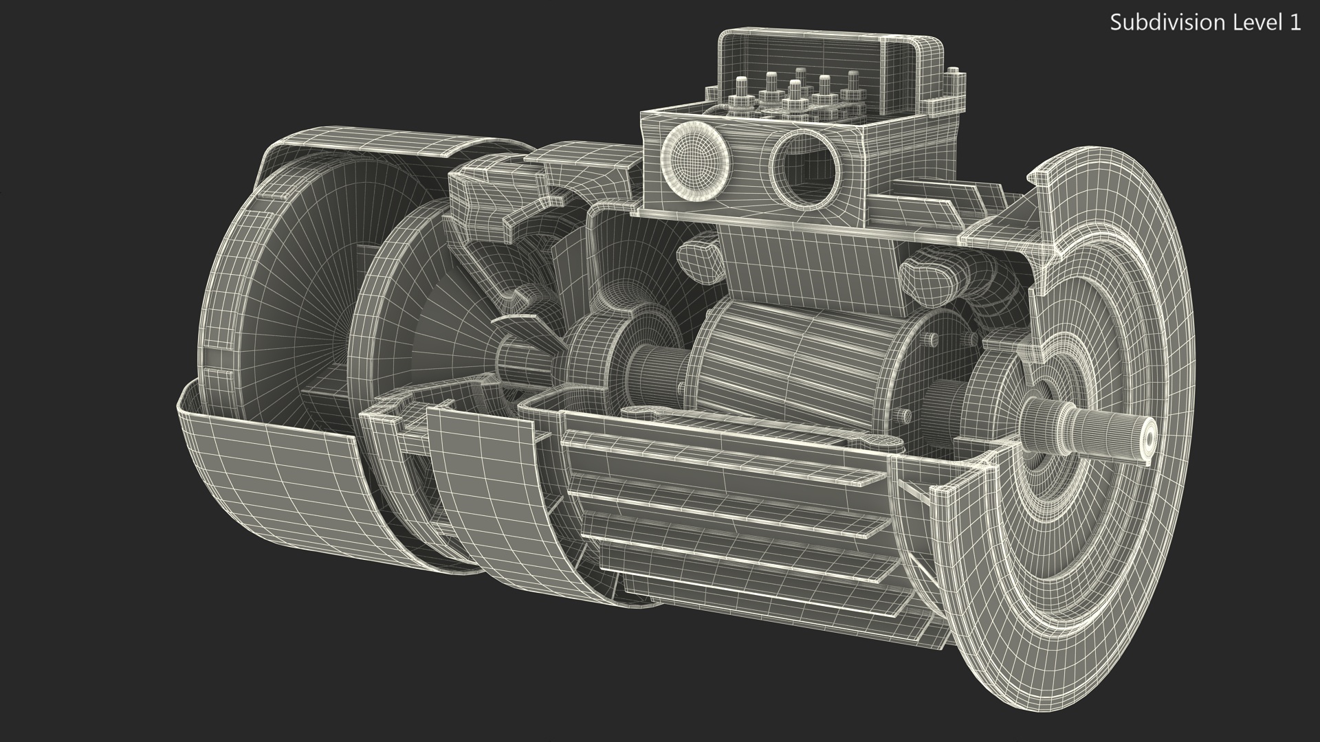 Electric Motor Cutaway Gray 3D