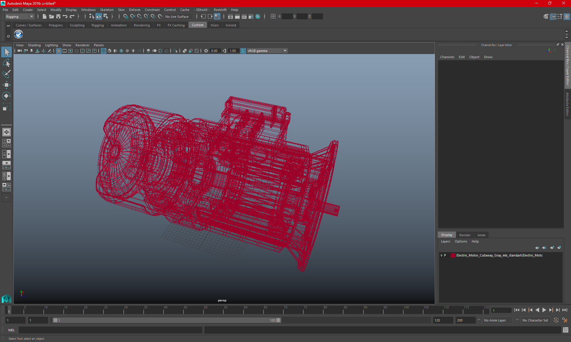 Electric Motor Cutaway Gray 3D