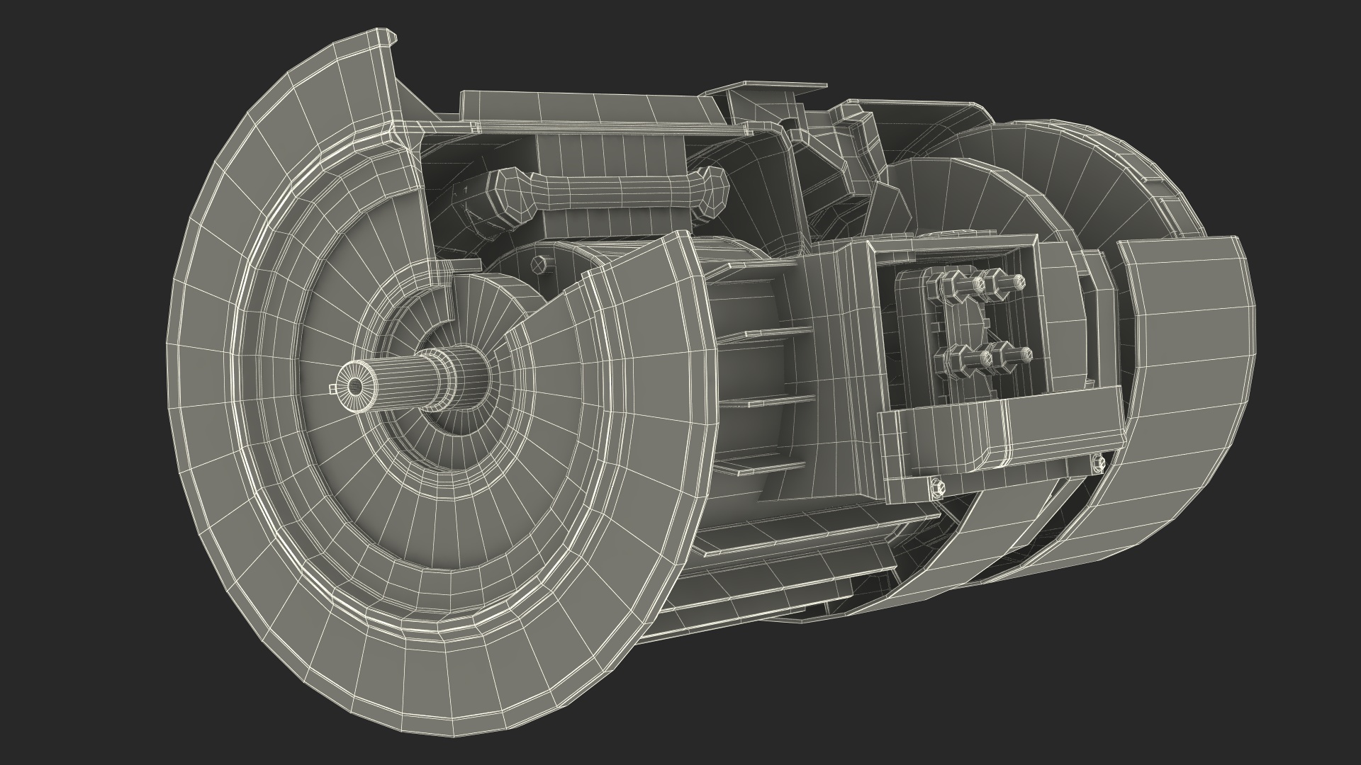 Electric Motor Cutaway Gray 3D