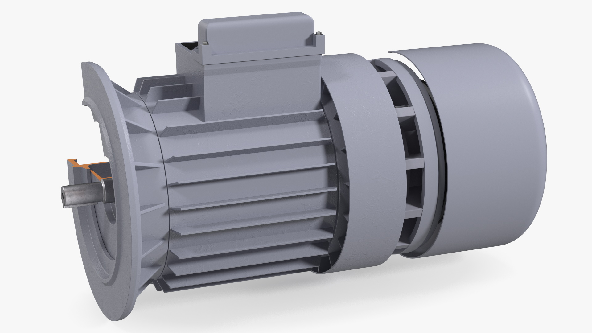 Electric Motor Cutaway Gray 3D