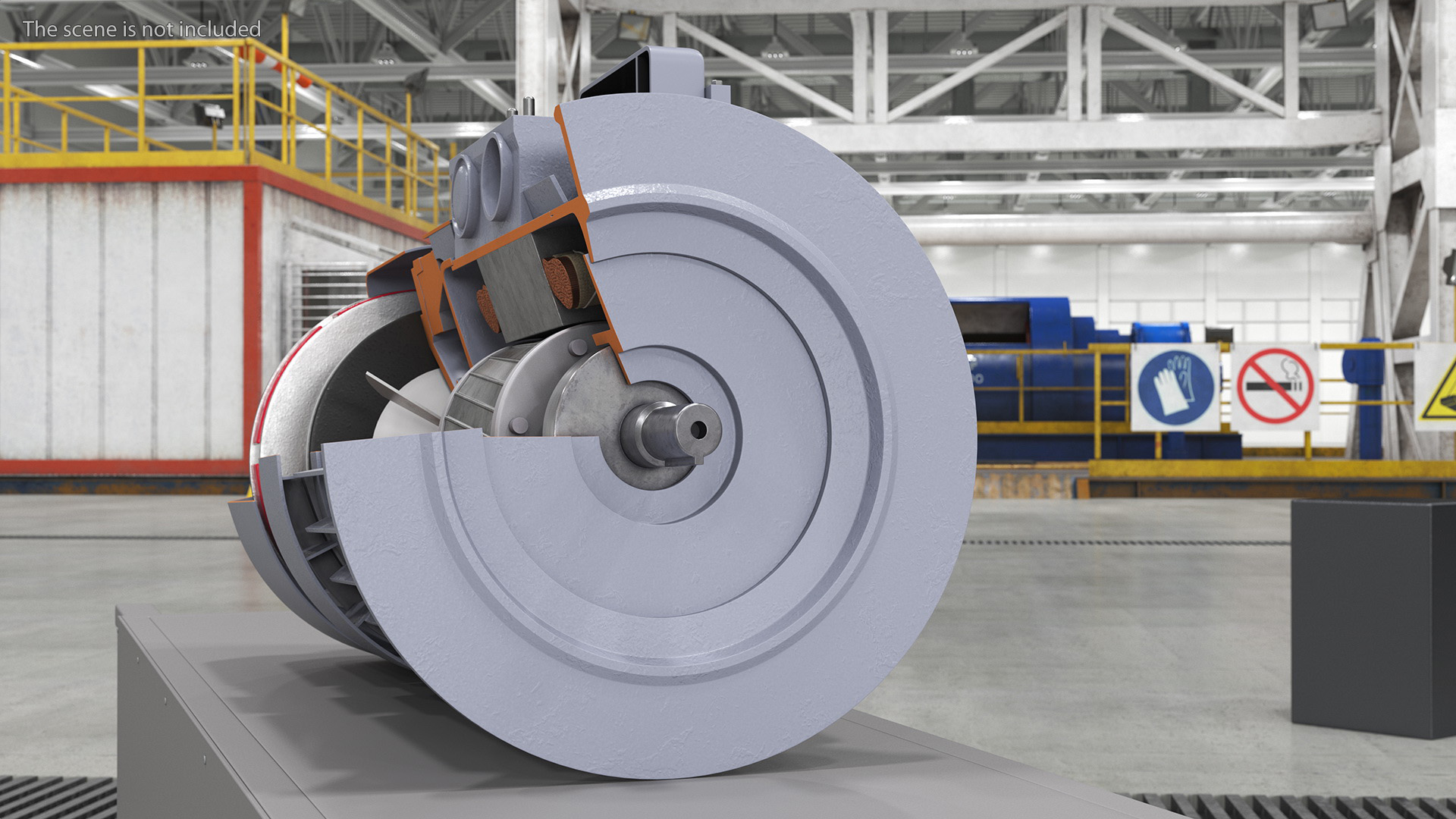 Electric Motor Cutaway Gray 3D