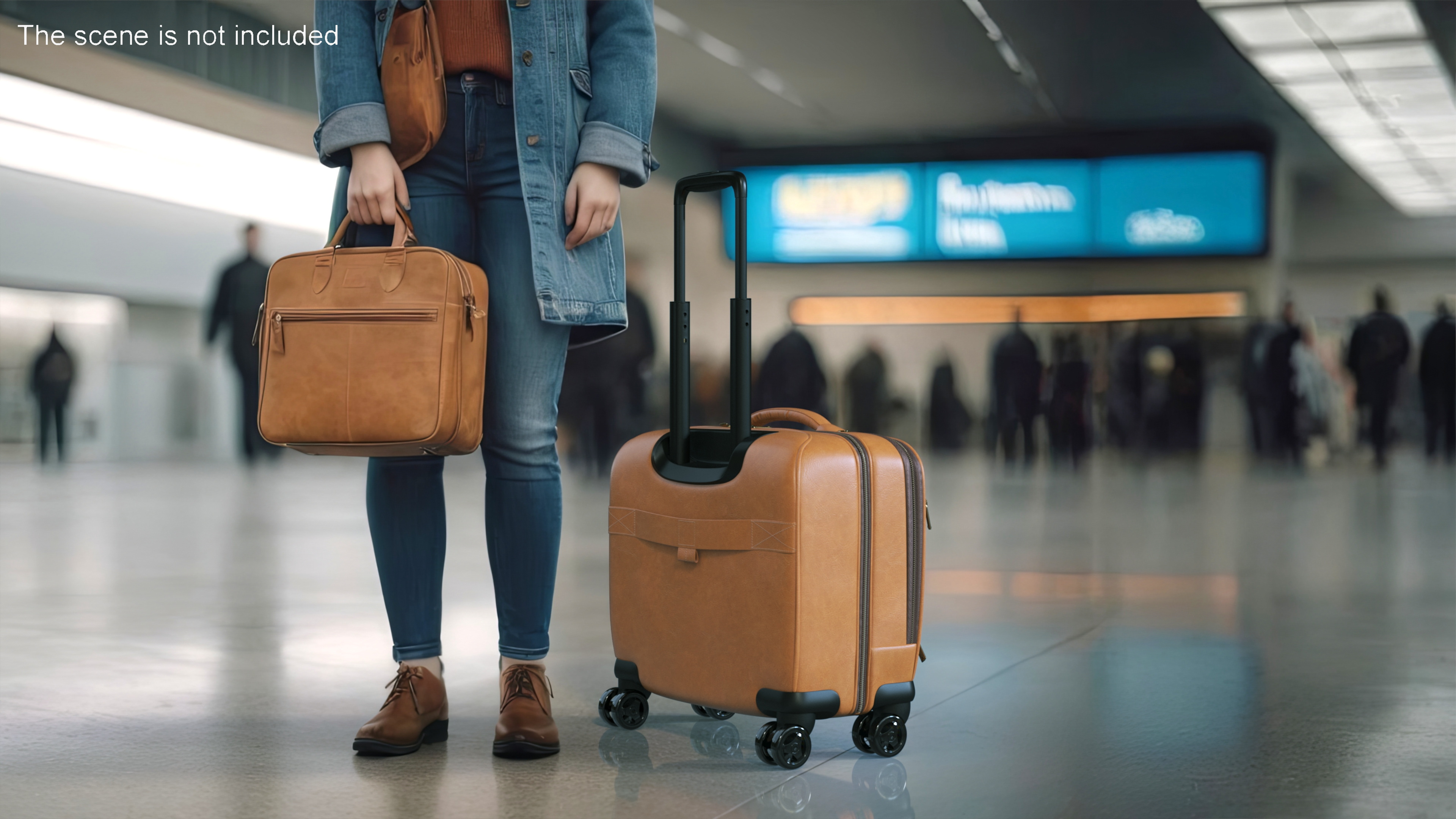 Leather Suitcase with Telescopic Handle 3D model