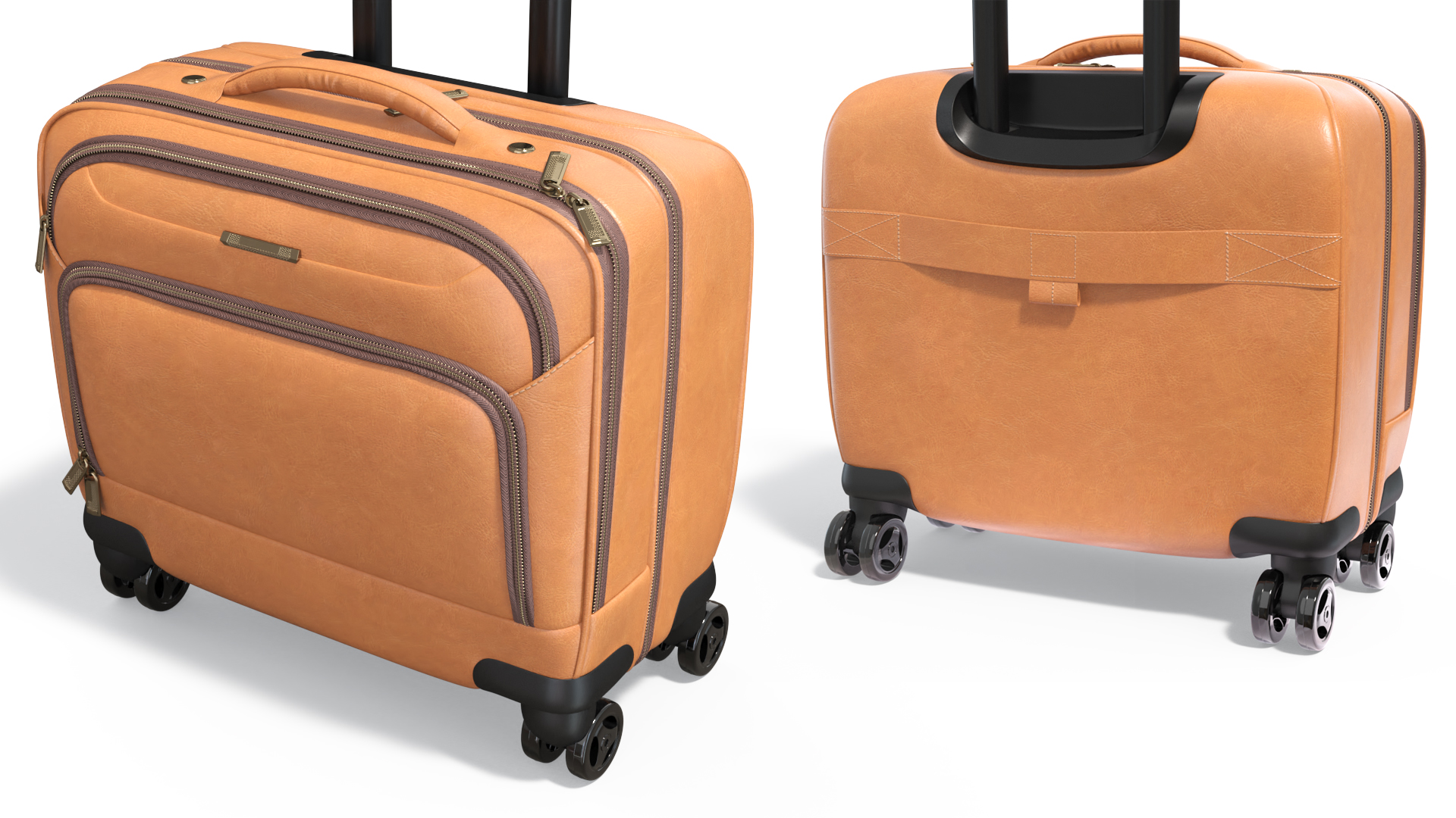 Leather Suitcase with Telescopic Handle 3D model