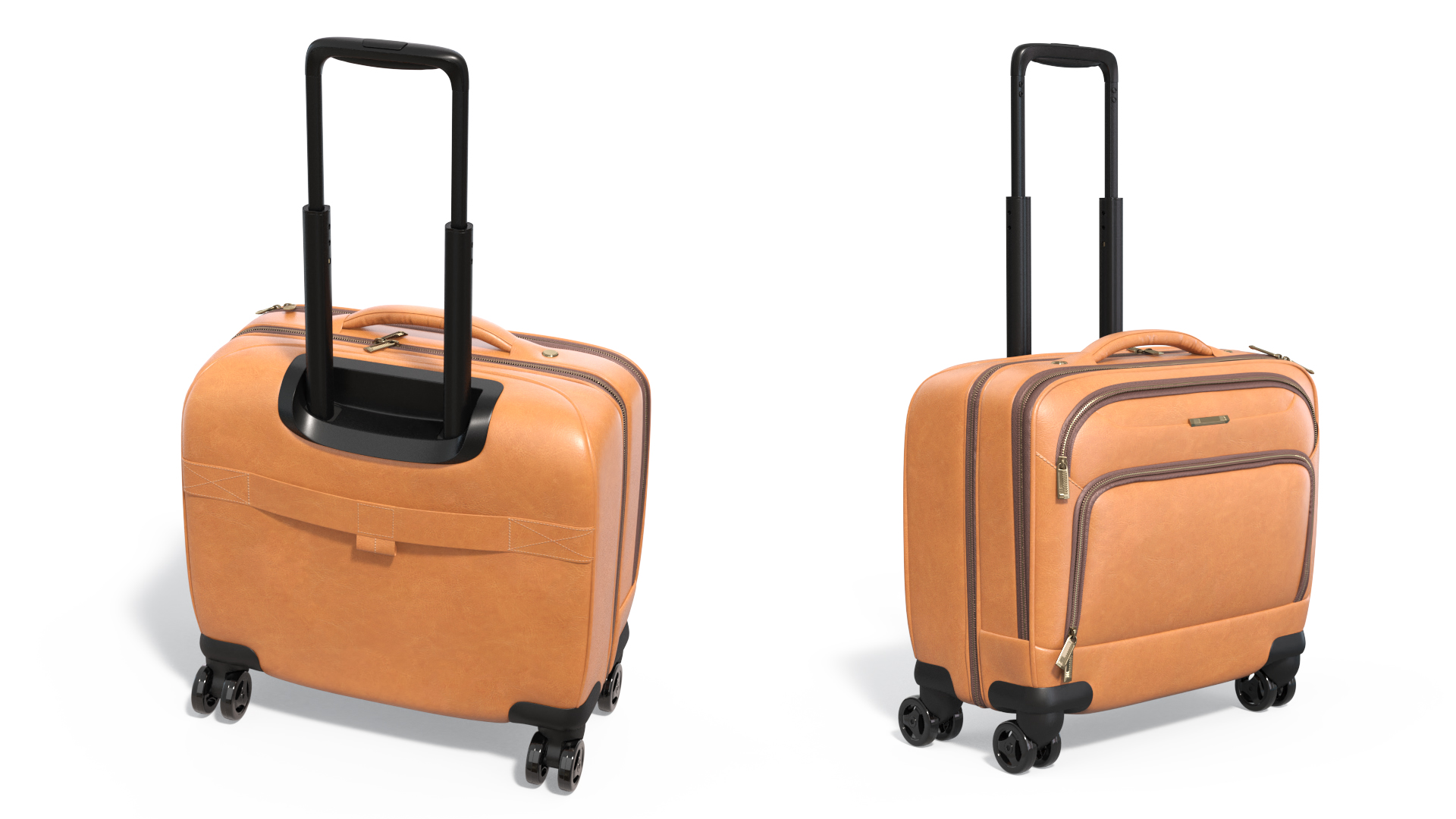 Leather Suitcase with Telescopic Handle 3D model