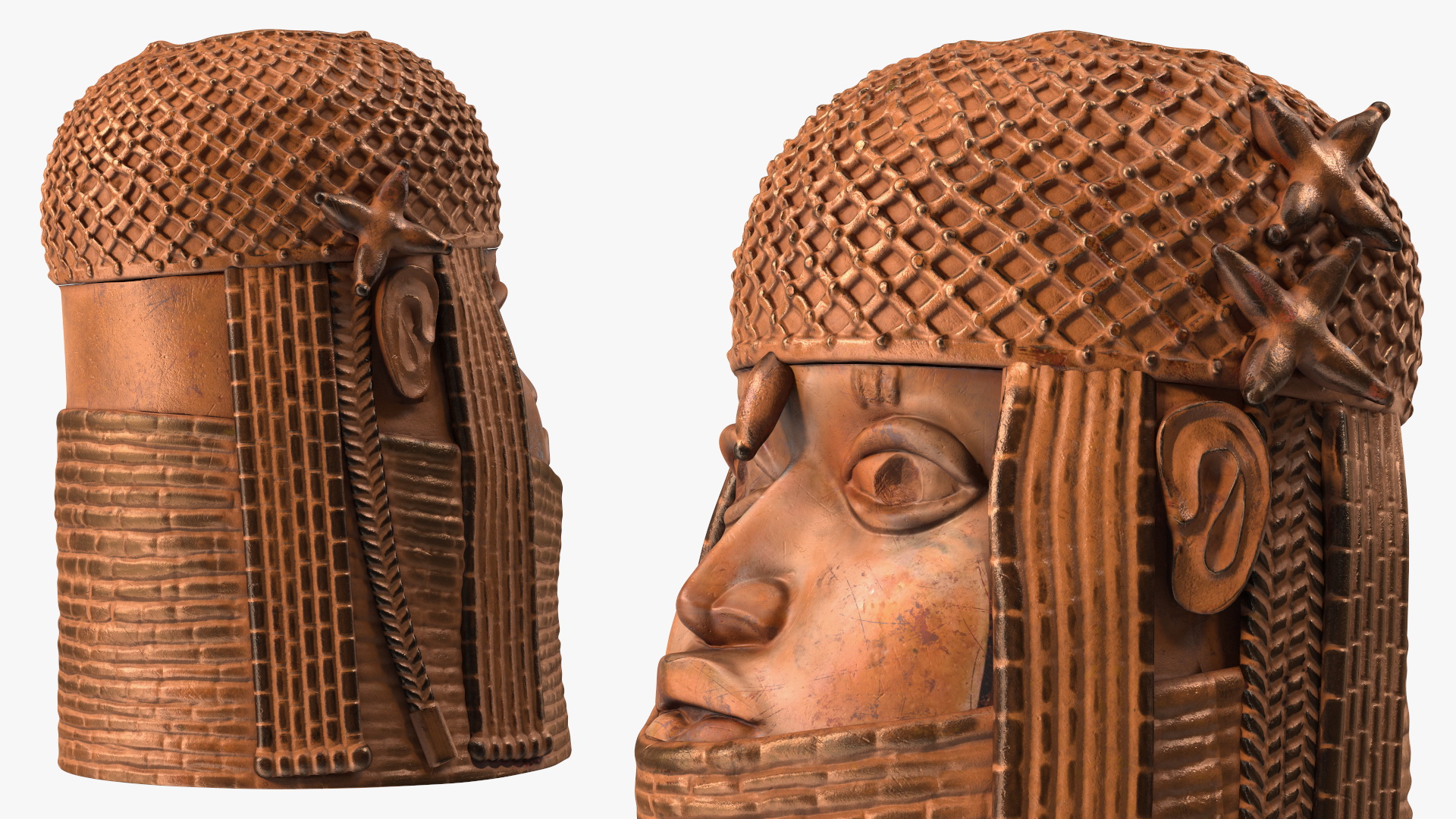 Benin Bronze Head Sculpture 3D