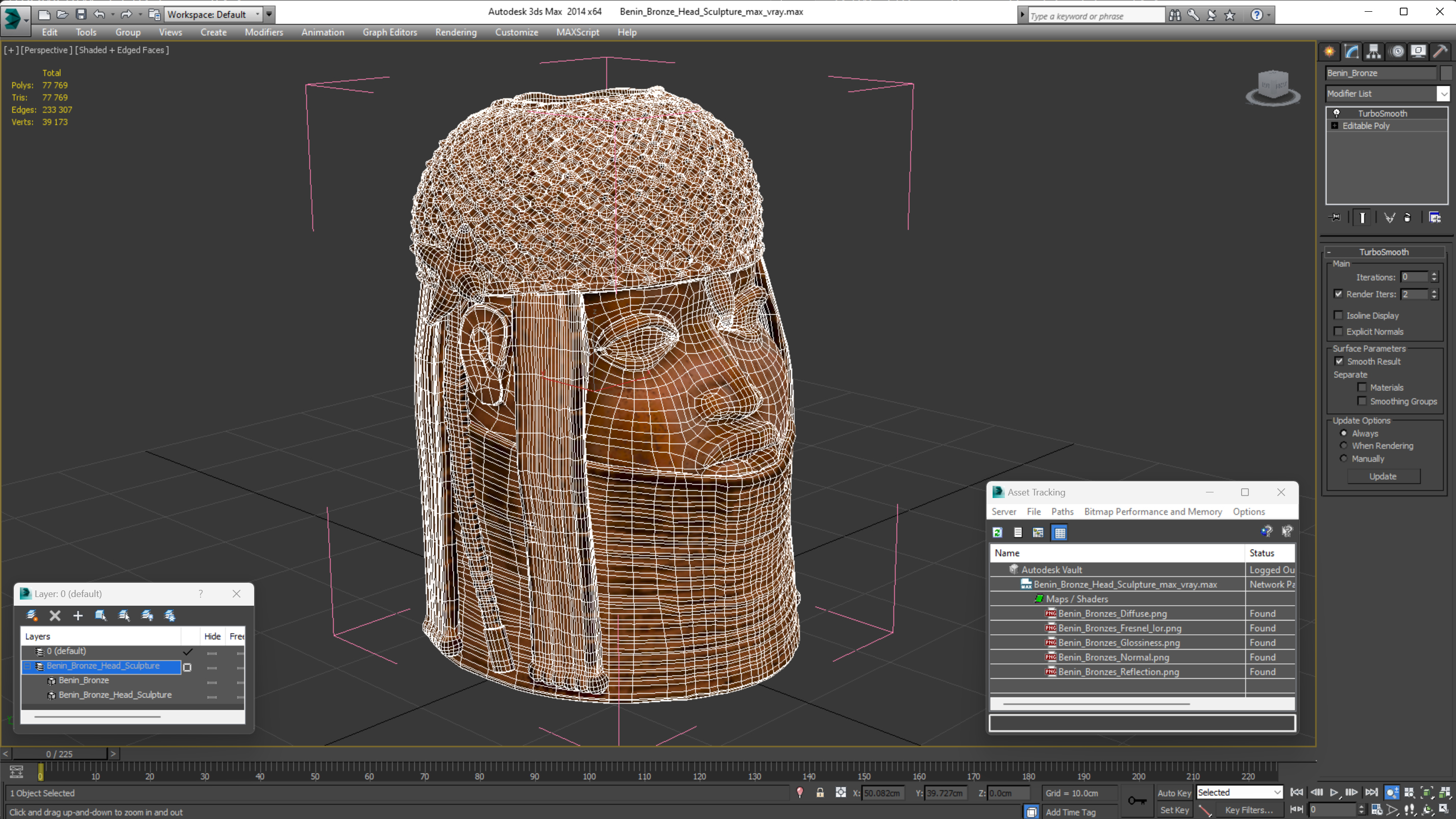 Benin Bronze Head Sculpture 3D