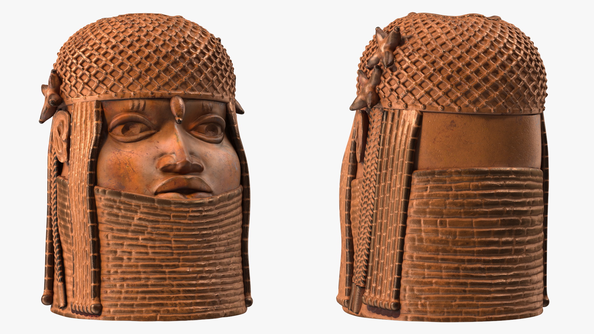 Benin Bronze Head Sculpture 3D