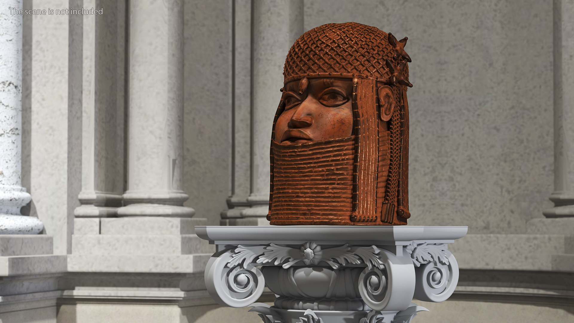 Benin Bronze Head Sculpture 3D