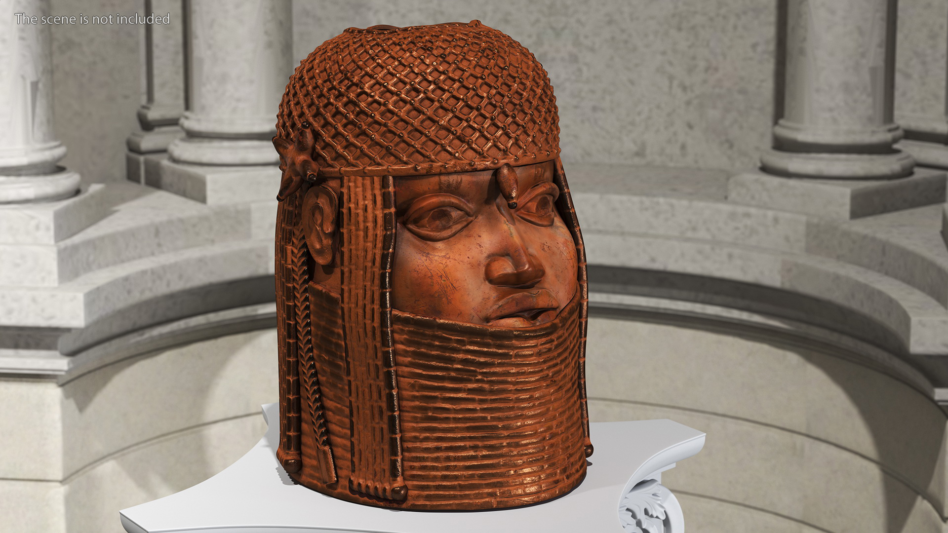 Benin Bronze Head Sculpture 3D
