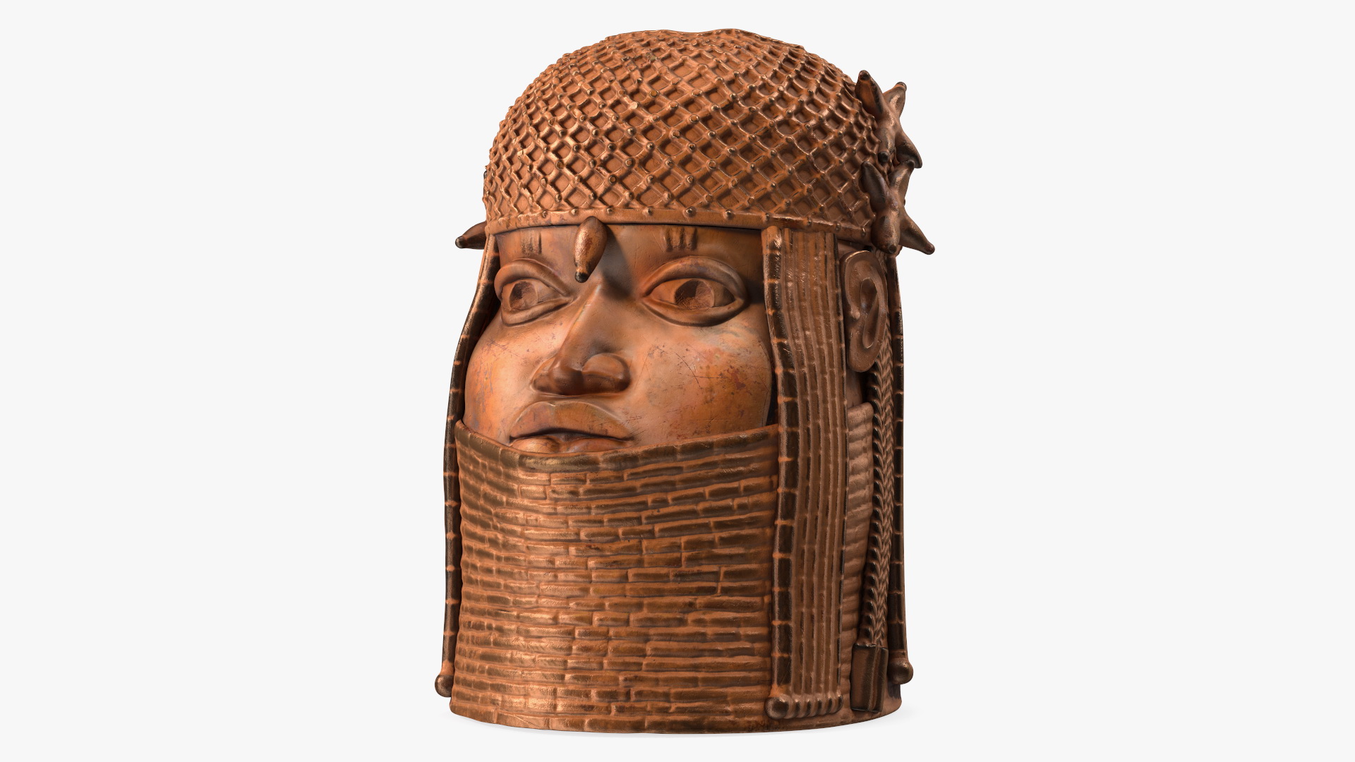 Benin Bronze Head Sculpture 3D