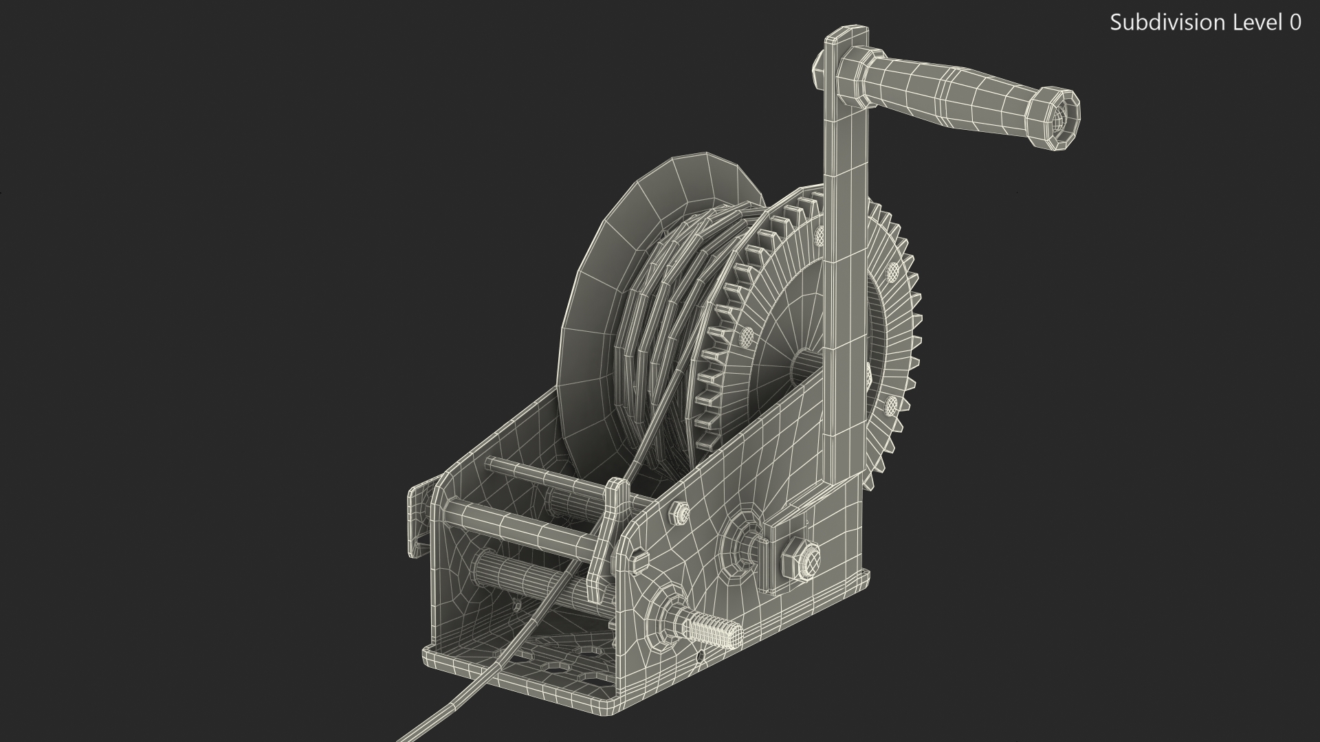 3D Heavy Duty Hand Winch with Steel Cable model