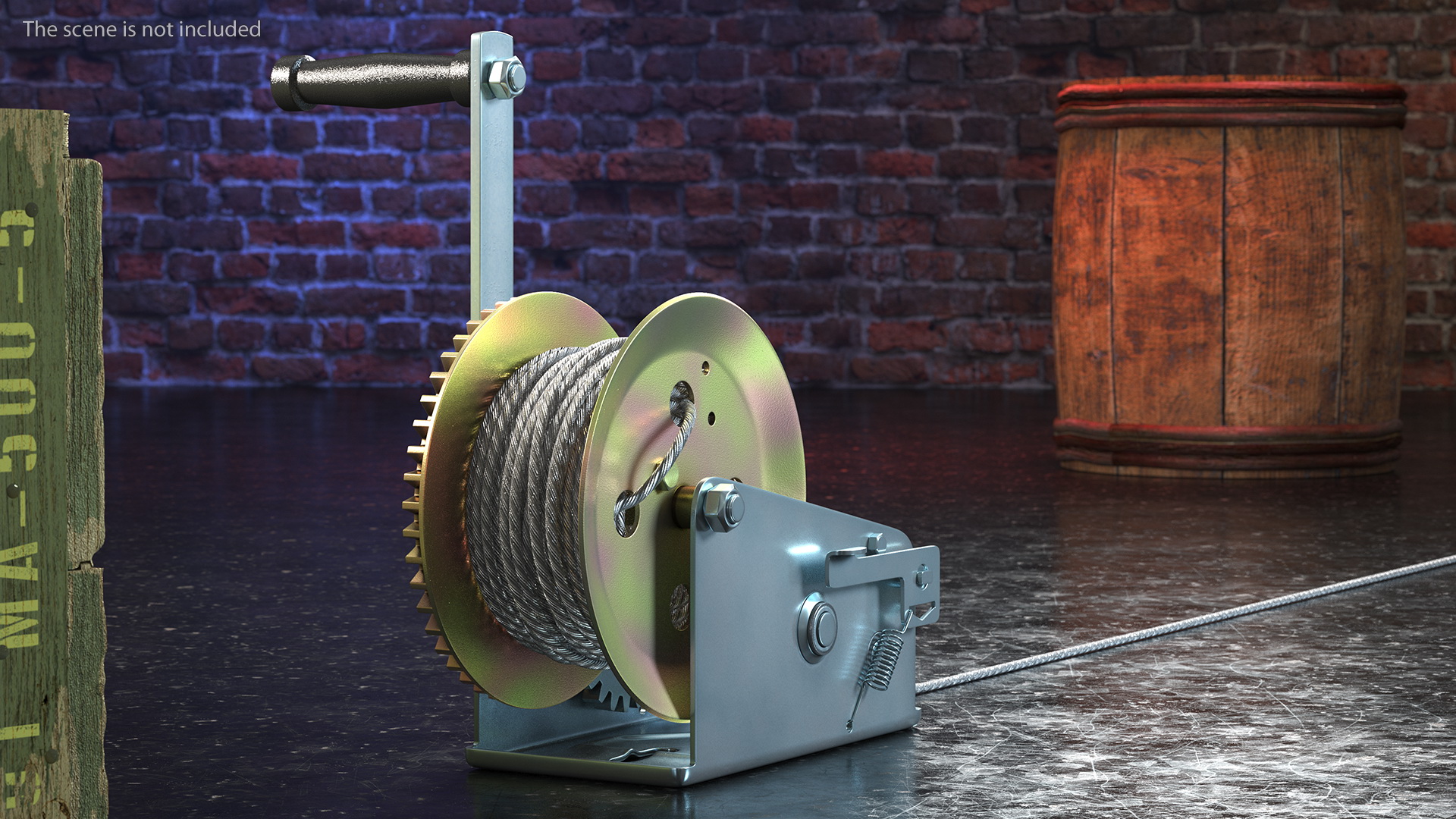 3D Heavy Duty Hand Winch with Steel Cable model