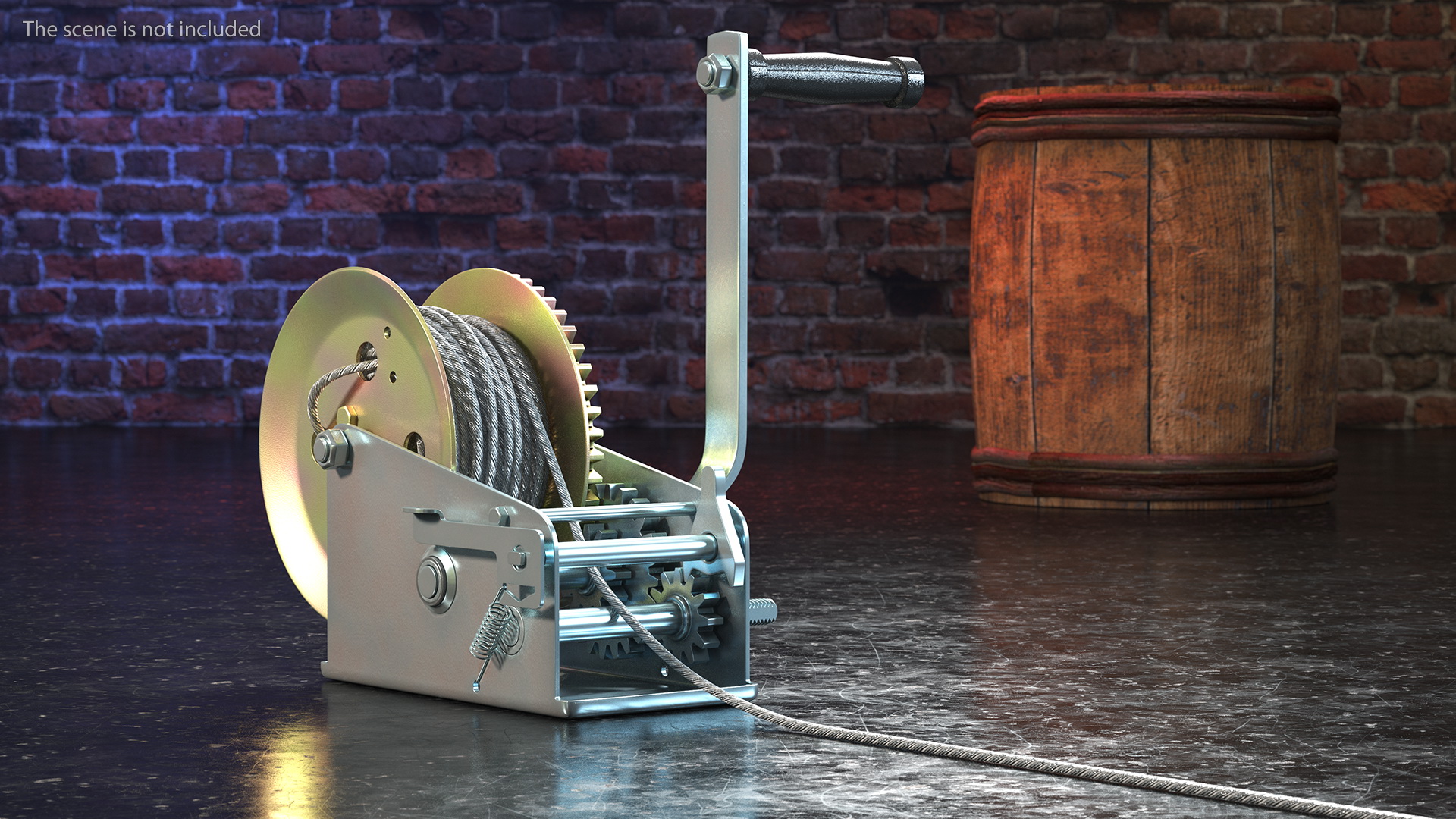 3D Heavy Duty Hand Winch with Steel Cable model