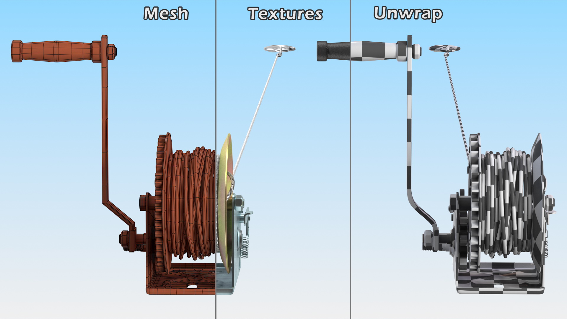 3D Heavy Duty Hand Winch with Steel Cable model