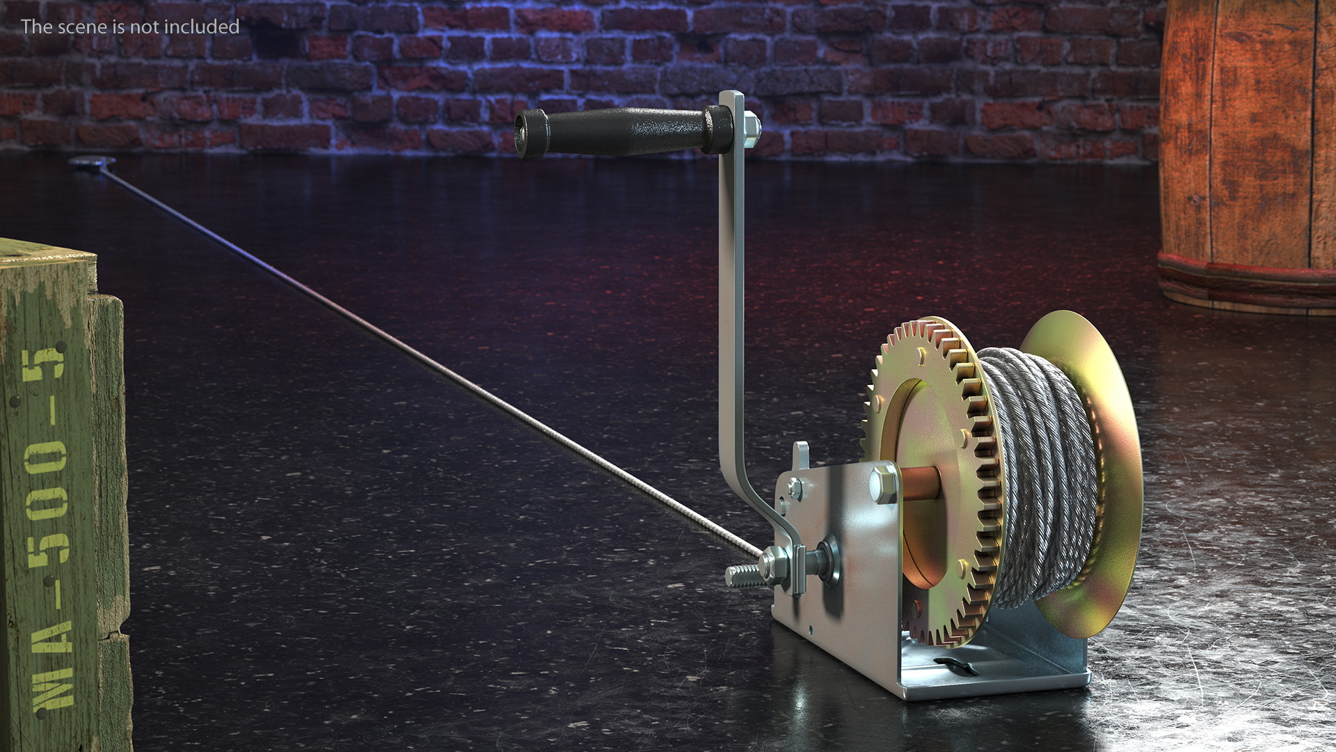 3D Heavy Duty Hand Winch with Steel Cable model