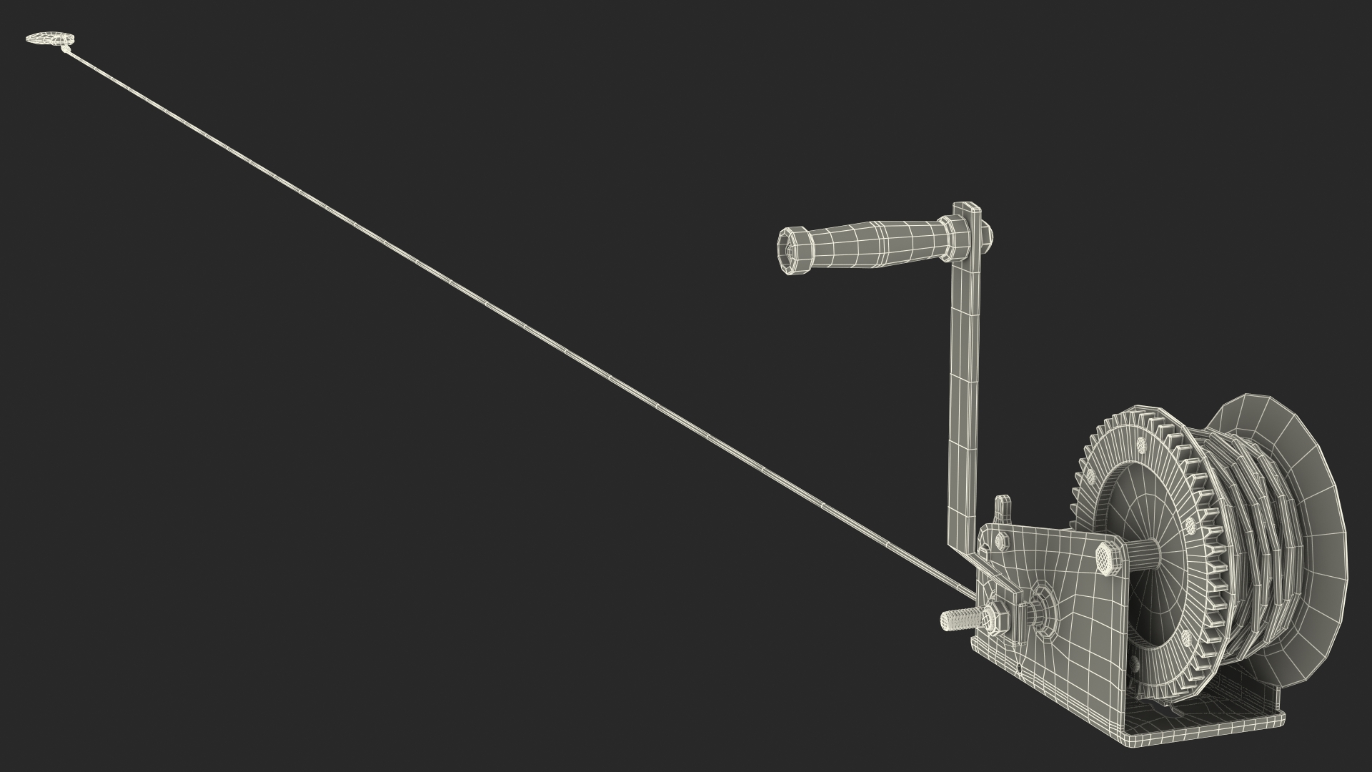 3D Heavy Duty Hand Winch with Steel Cable model