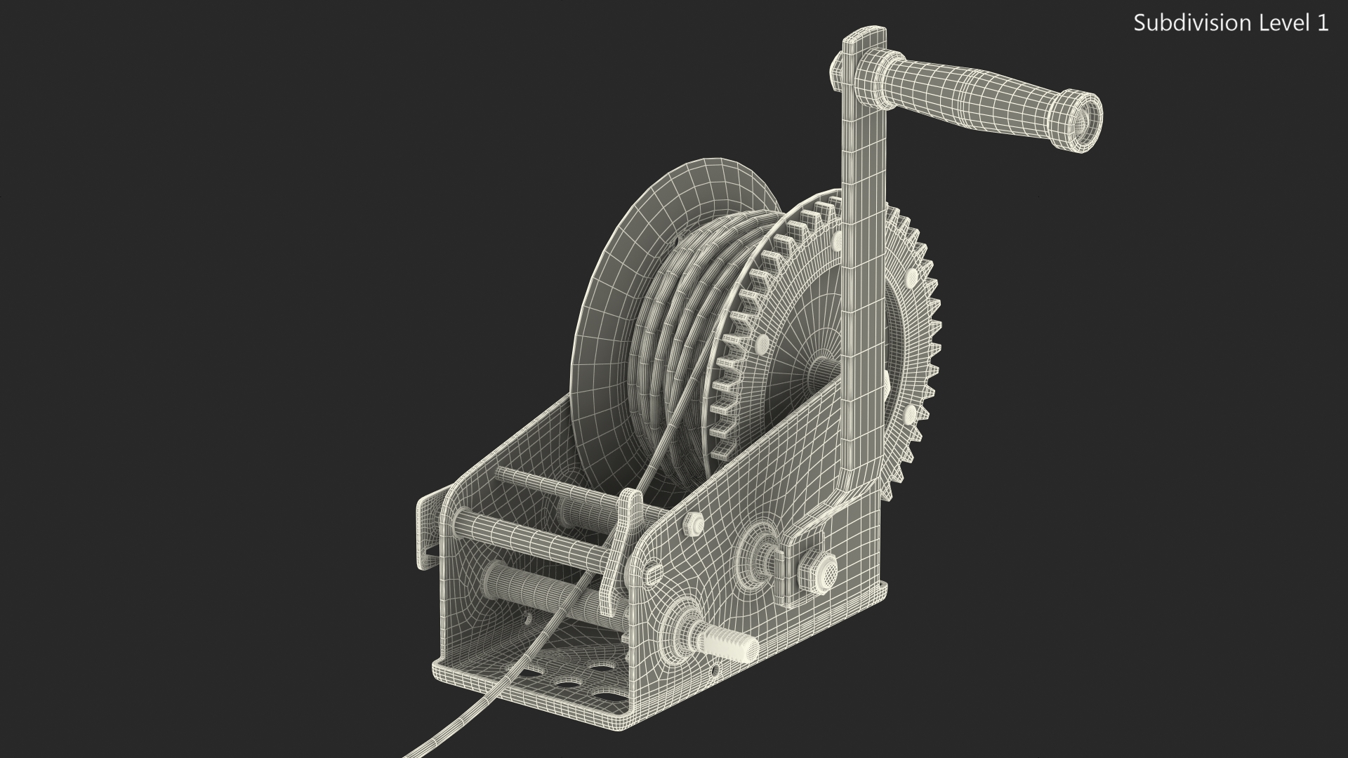 3D Heavy Duty Hand Winch with Steel Cable model