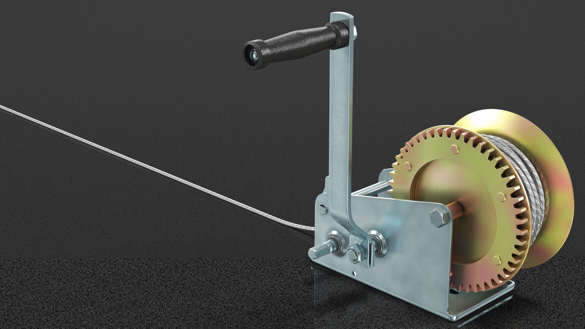 3D Heavy Duty Hand Winch with Steel Cable model