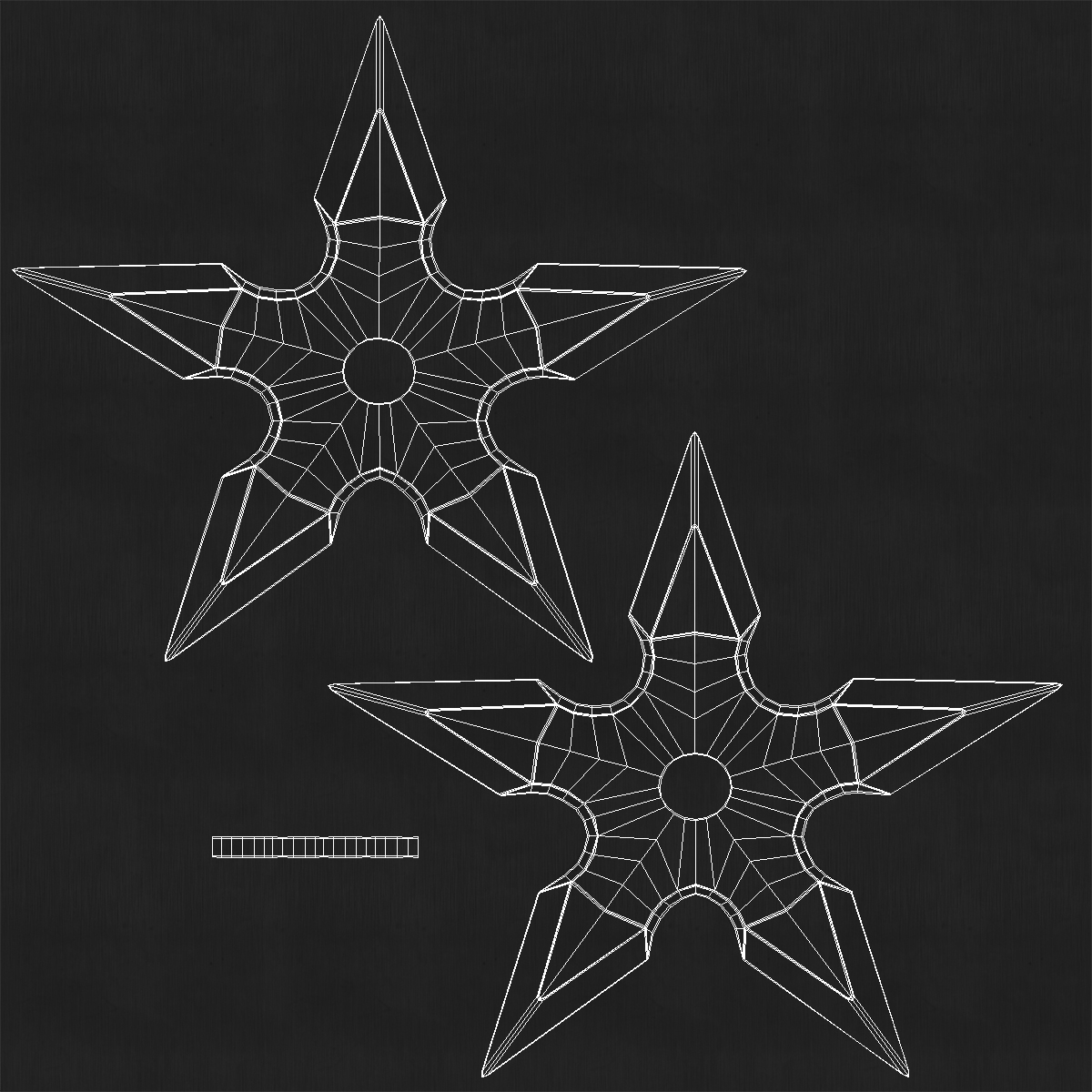 Shuriken Five Points Center Hole 3D