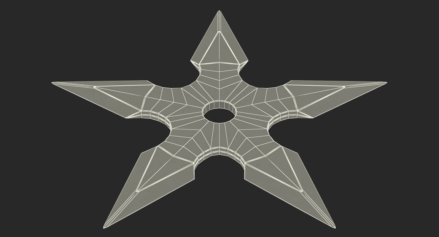 Shuriken Five Points Center Hole 3D